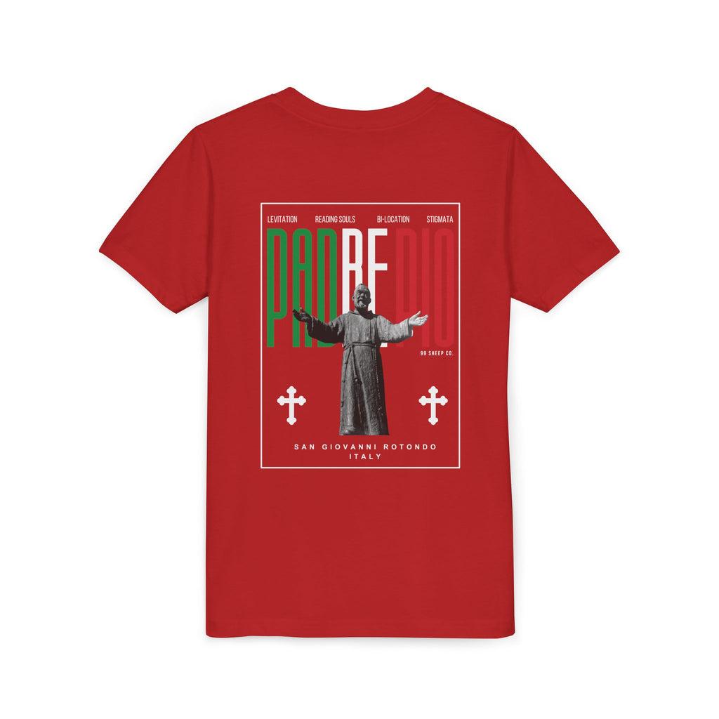 Padre Pio × Italy — "Pray, Hope, Don't Worry" Youth Tee | Saints of the Pitch
