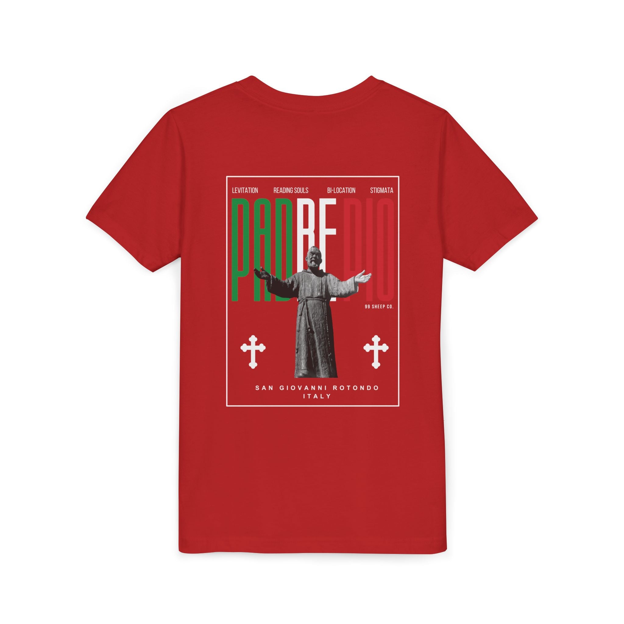Padre Pio × Italy — "Pray, Hope, Don't Worry" Youth Tee | Saints of the Pitch