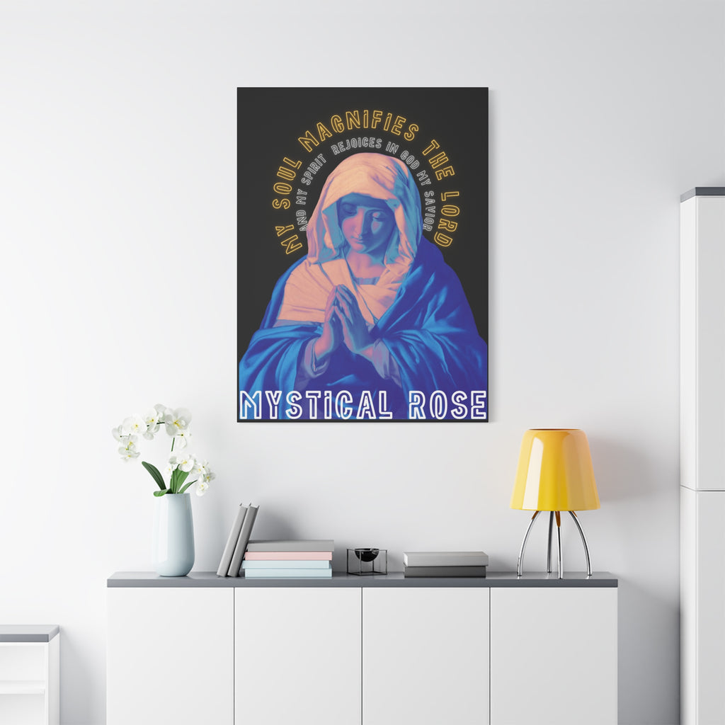 Mystical Rose Limited Edition - Virgin Mary Praying - Premium Black Matte Canvas Print — Religious Wall Art for Home & Bedroom Decor