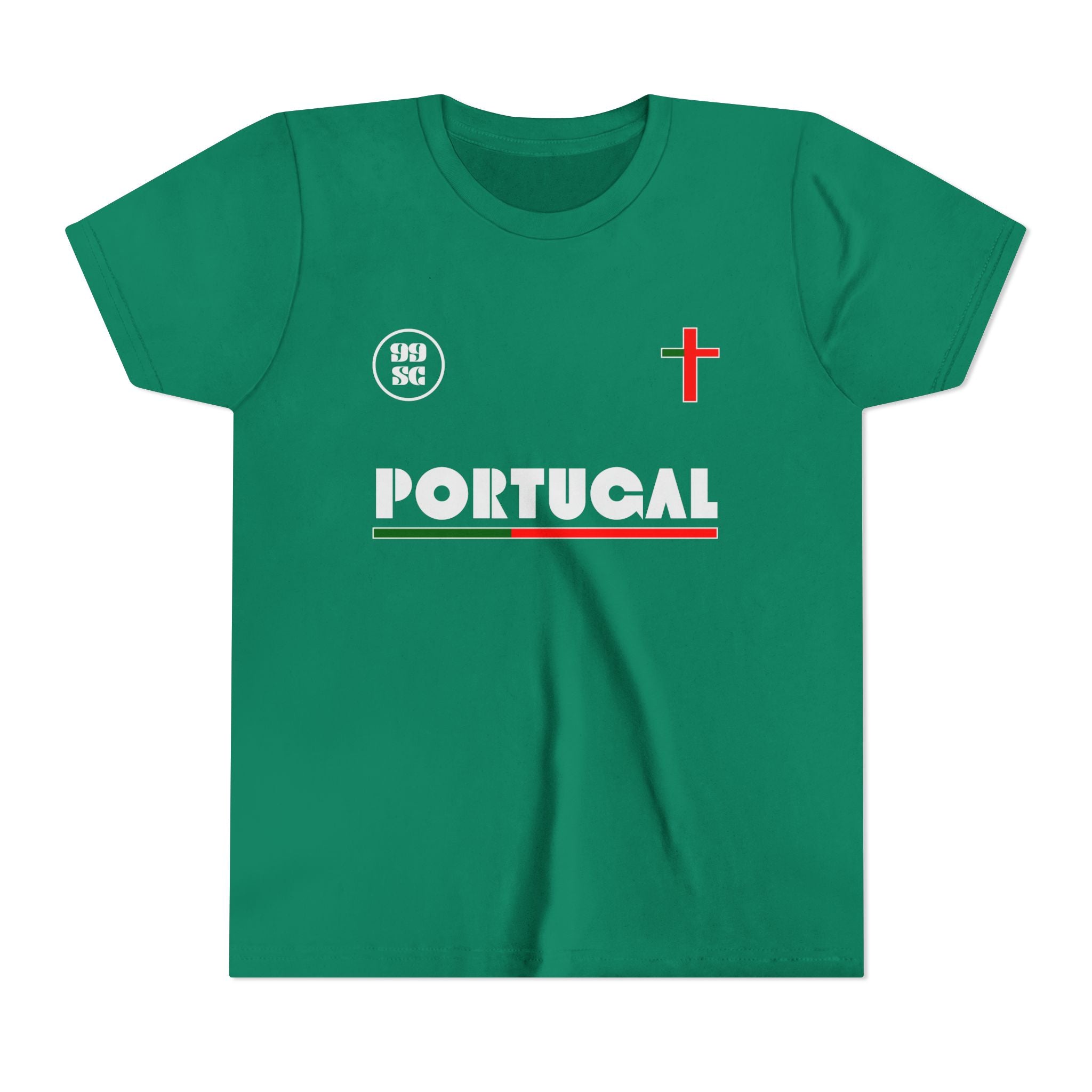 Our Lady of Fátima Catholic T-Shirt · Portugal Soccer Youth Tee · Unisex Marian Devotion Apparel · Made in USA · 100% Profits Donated · 2026