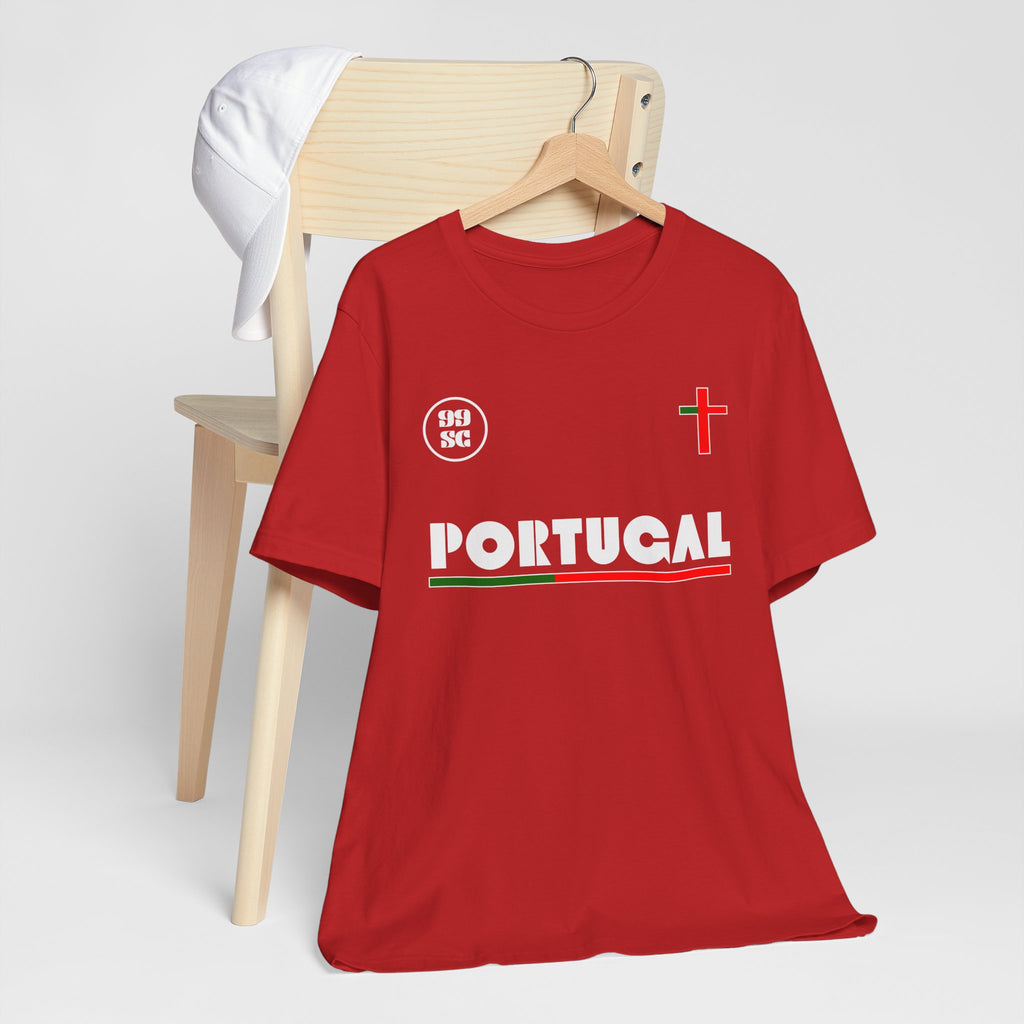 Our Lady of Fátima Catholic T-Shirt · Portugal Soccer Tee · Marian Devotion Apparel · Made in USA · 100% Profits Donated · 2026