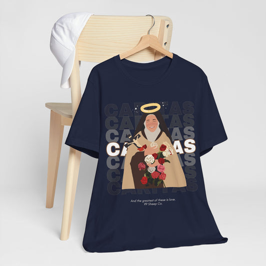 Caritas - St. Therese of Lisieux - 99 Sheep Signature Collection - Premium Unisex Adult Tee Shirt