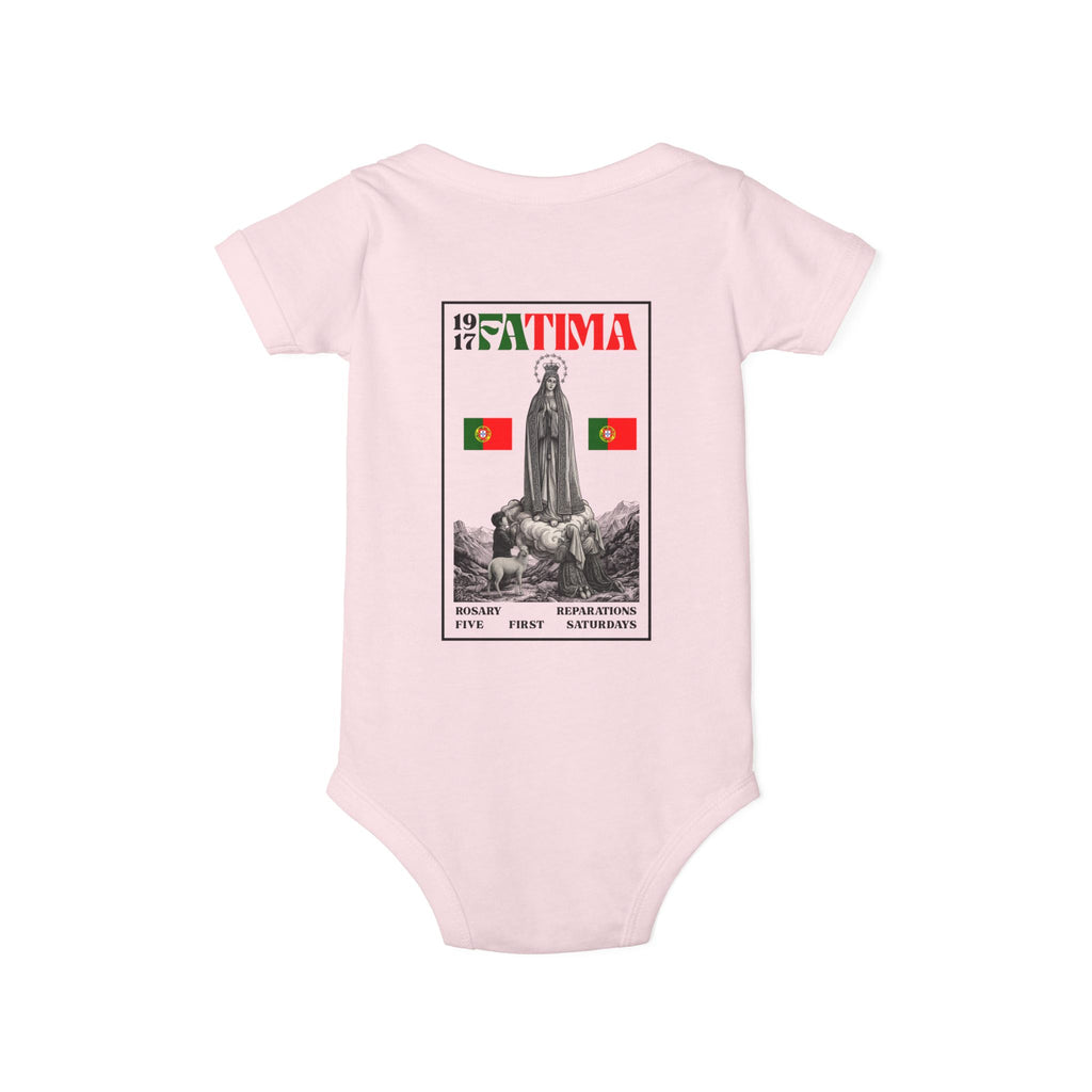 Our Lady of Fátima Catholic Onesie · Portugal Soccer · Premium Unisex Marian Devotion Apparel · Made in USA · 100% Profits Donated · 2026