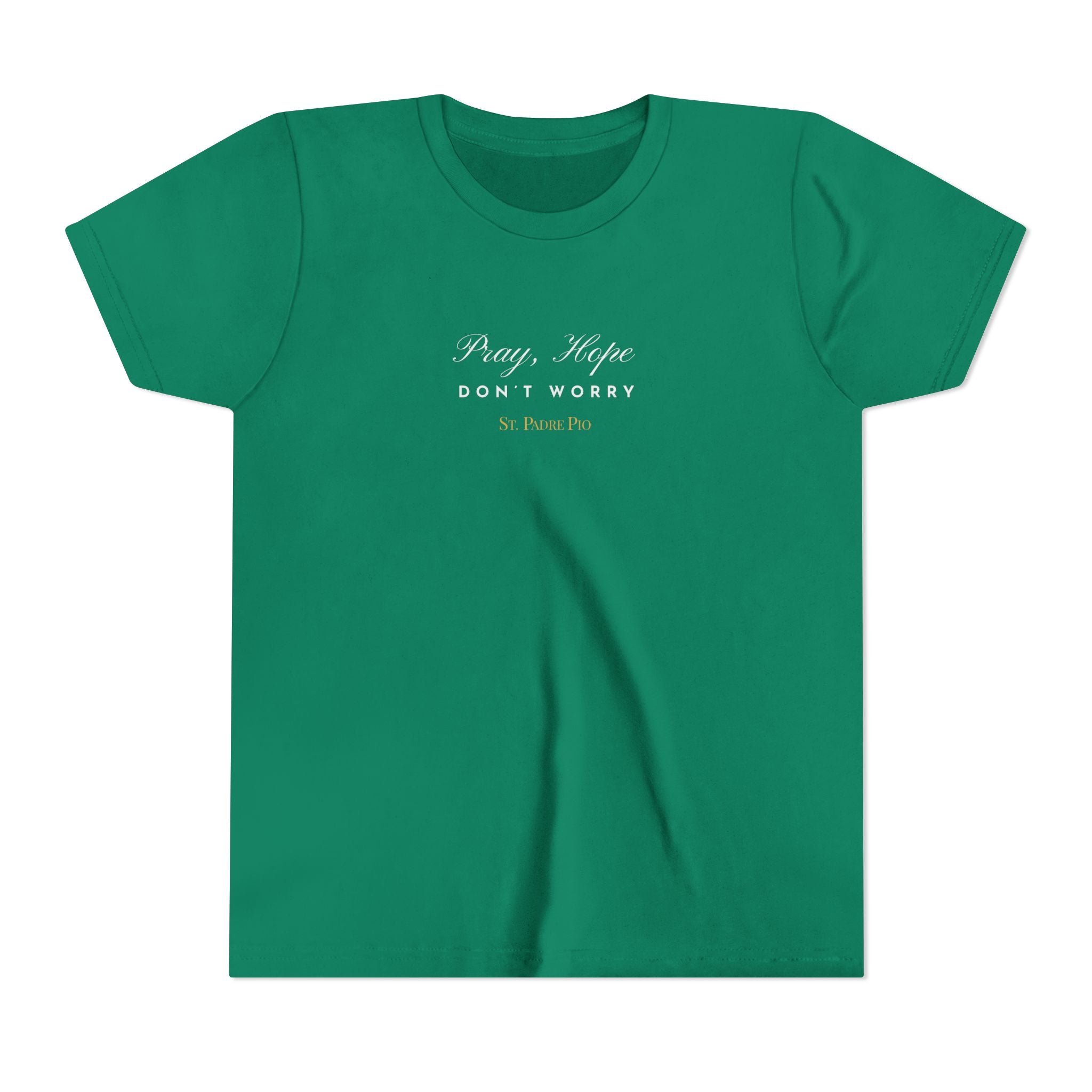 Padre Pio × Italy — "Pray, Hope, Don't Worry" Youth Tee | Saints of the Pitch
