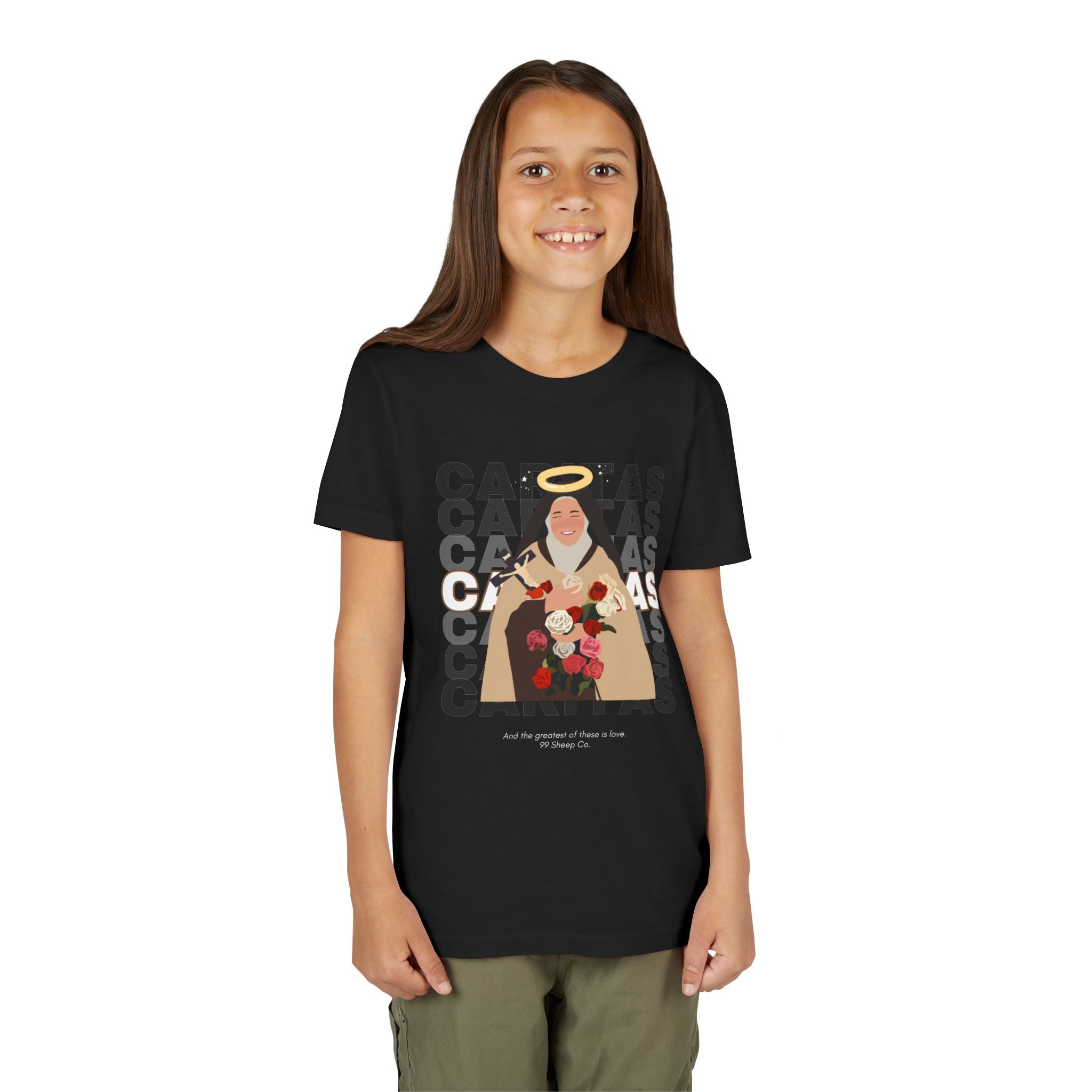 Caritas - St. Therese of Lisieux - 99 Sheep Signature Collection - Premium Unisex Youth Shirt