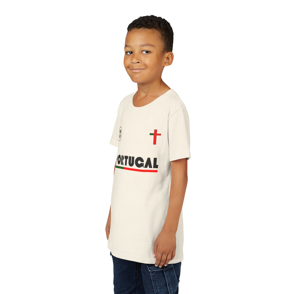 Our Lady of Fátima Catholic T-Shirt · Portugal Soccer Youth Tee · Unisex Marian Devotion Apparel · Made in USA · 100% Profits Donated · 2026