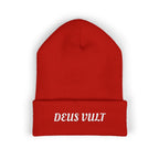 Deus Vult Embroidered Cuffed Beanie Unisex - Military Green