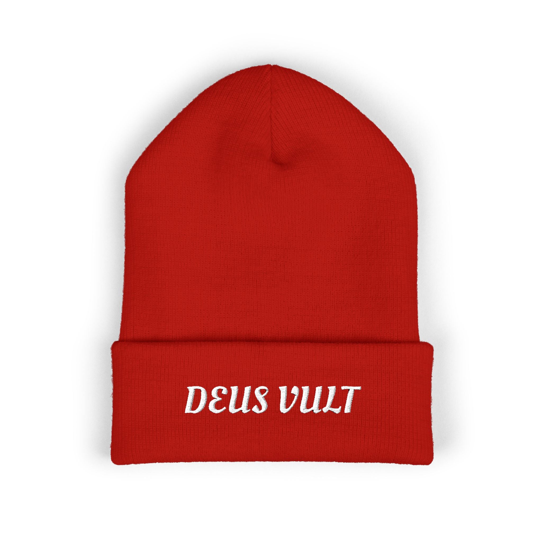 Deus Vult Embroidered Cuffed Beanie Unisex - Military Green