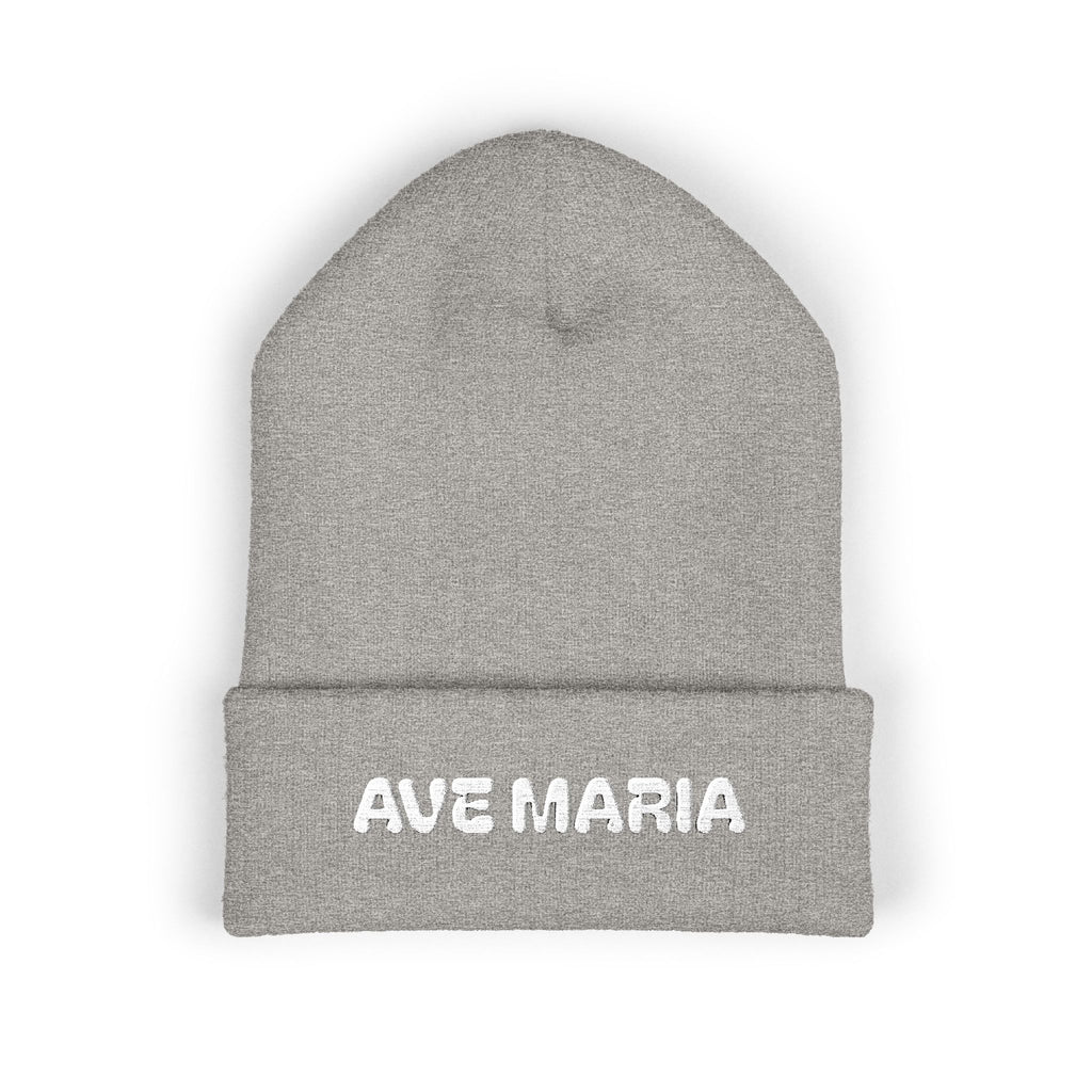Ave Maria Embroidered Cuffed Beanie Unisex