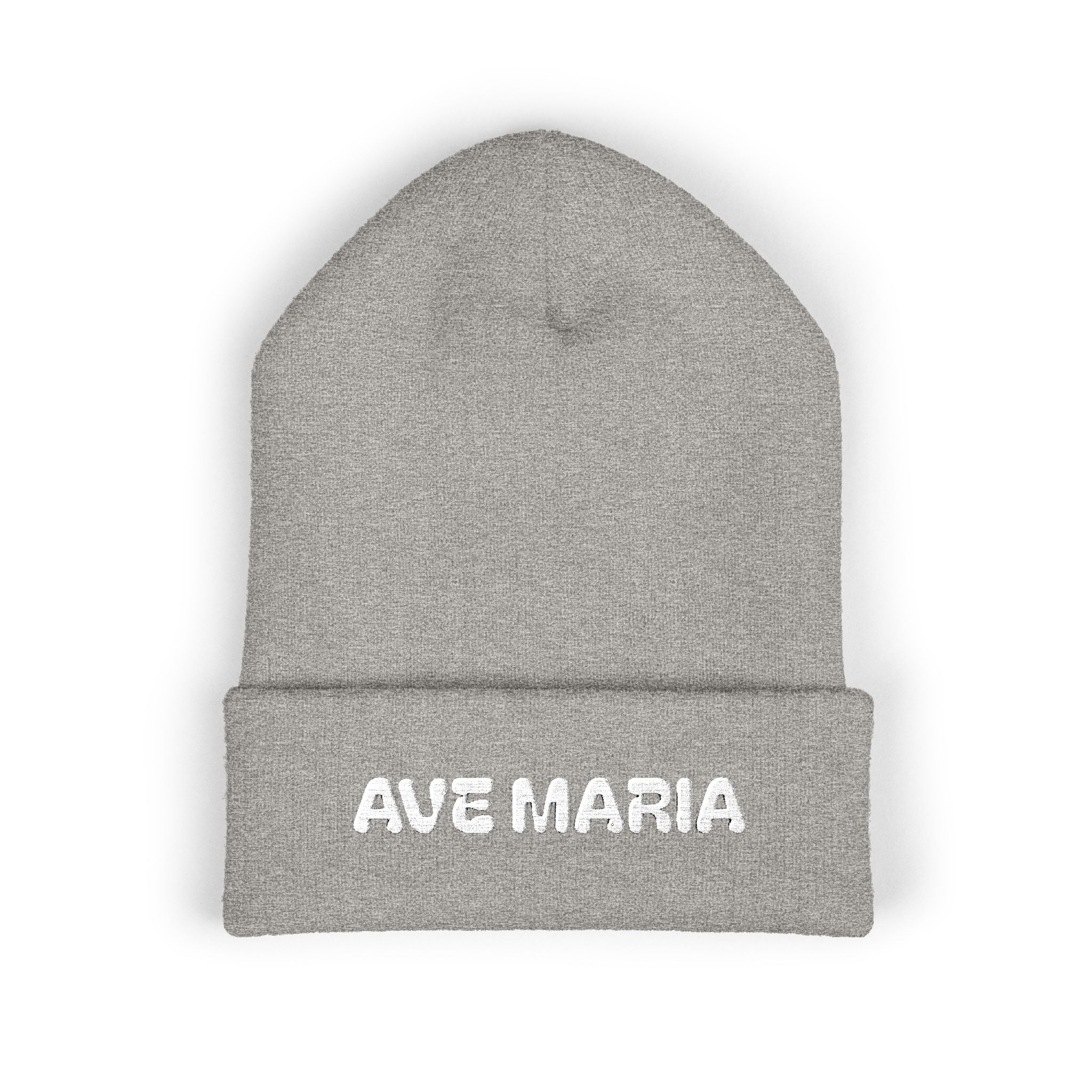 Ave Maria Embroidered Cuffed Beanie Unisex