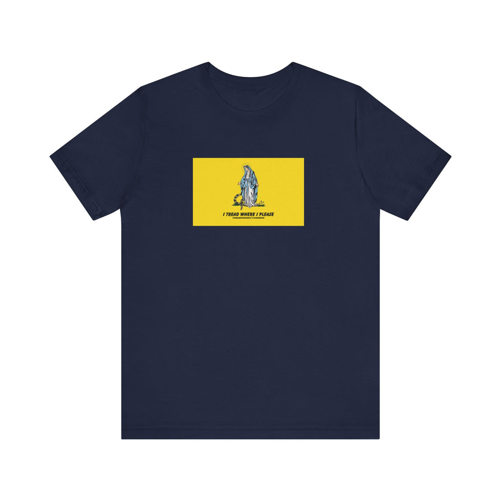 Mary - I tread where I please (@TheSimpleCatholic) - Premium Unisex Novelty Tee
