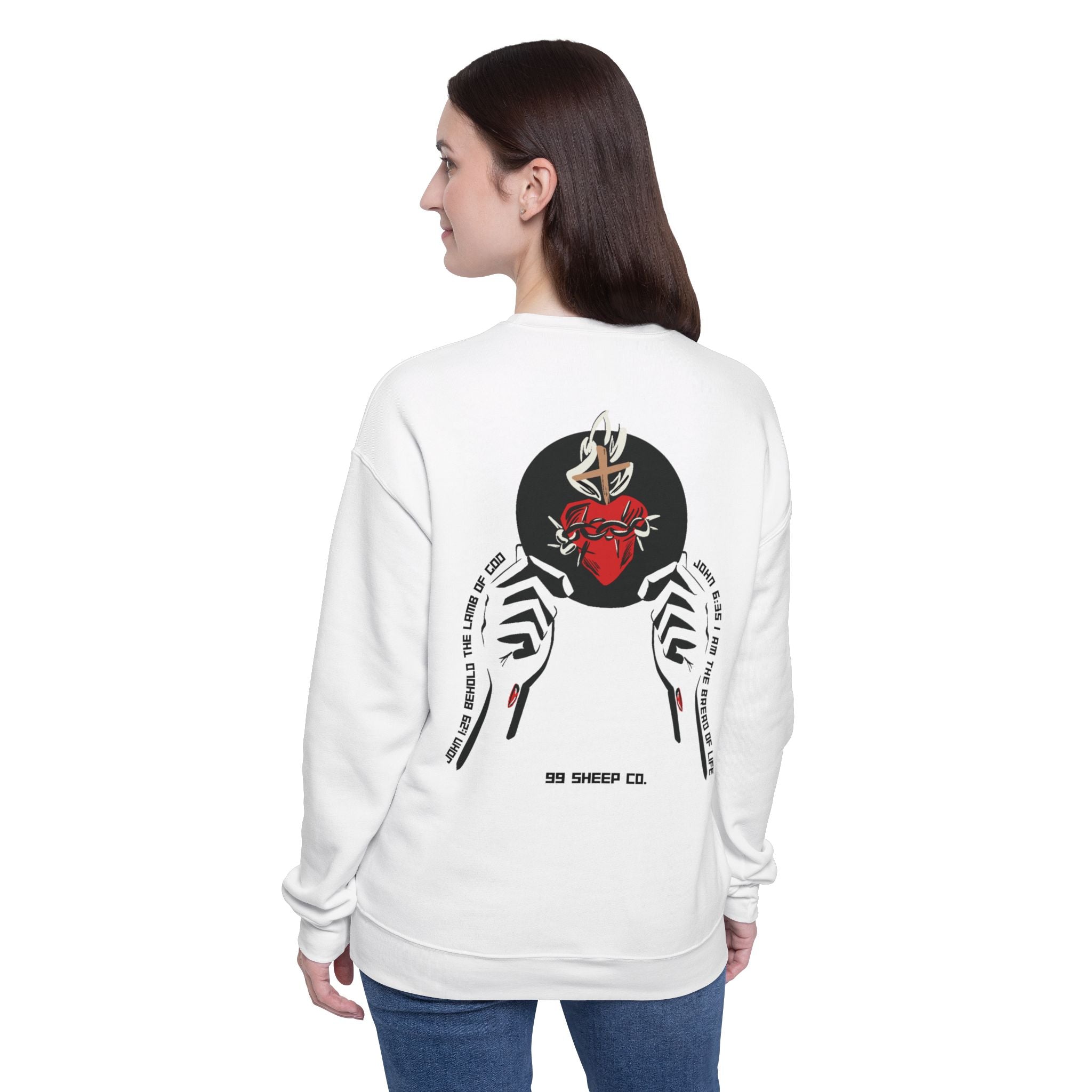 Behold the Handmaid of the Lord - Premium Women's Sweatshirt - 99 Sheep Signature Collection