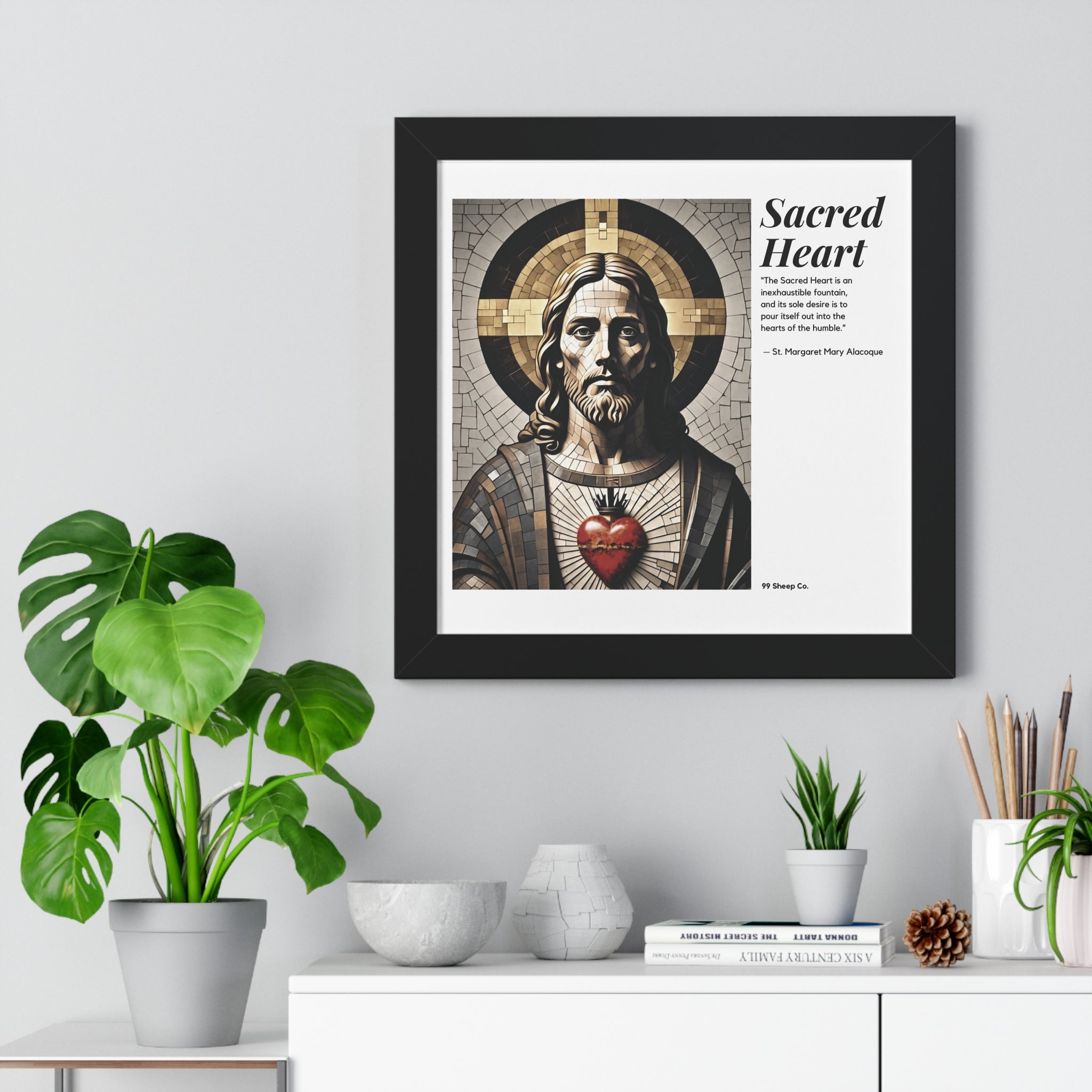 Sacred Heart of Jesus Vertical Mosaic Poster | Religious Wall Art, Home Decor, Christian Gift, Artwork