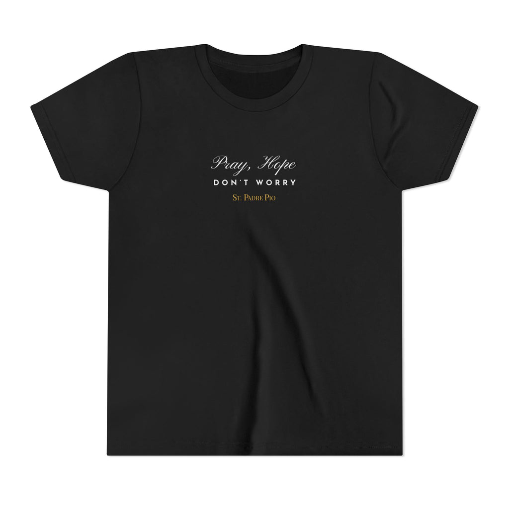 Padre Pio × Italy — "Pray, Hope, Don't Worry" Youth Tee | Saints of the Pitch