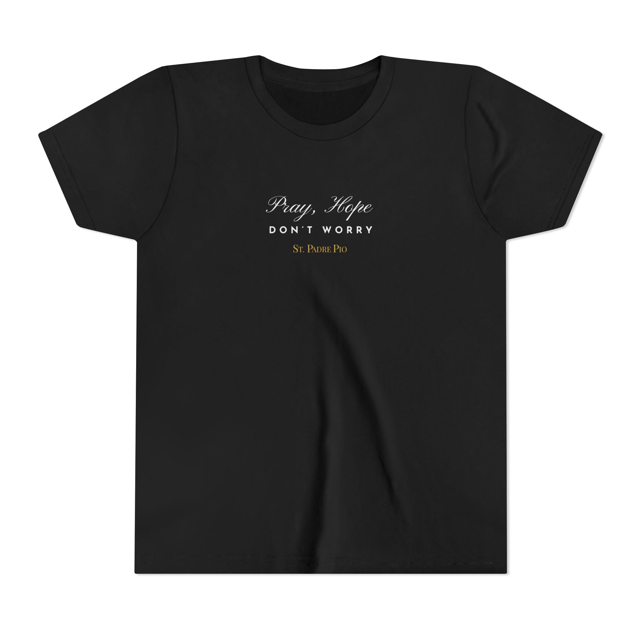 Padre Pio × Italy — "Pray, Hope, Don't Worry" Youth Tee | Saints of the Pitch