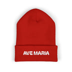 Ave Maria Embroidered Cuffed Beanie Unisex