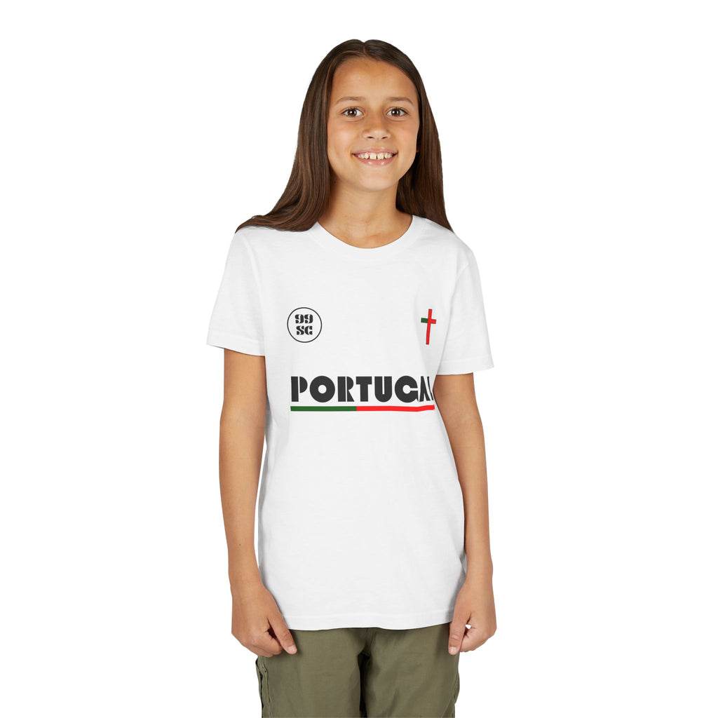 Our Lady of Fátima Catholic T-Shirt · Portugal Soccer Youth Tee · Unisex Marian Devotion Apparel · Made in USA · 100% Profits Donated · 2026