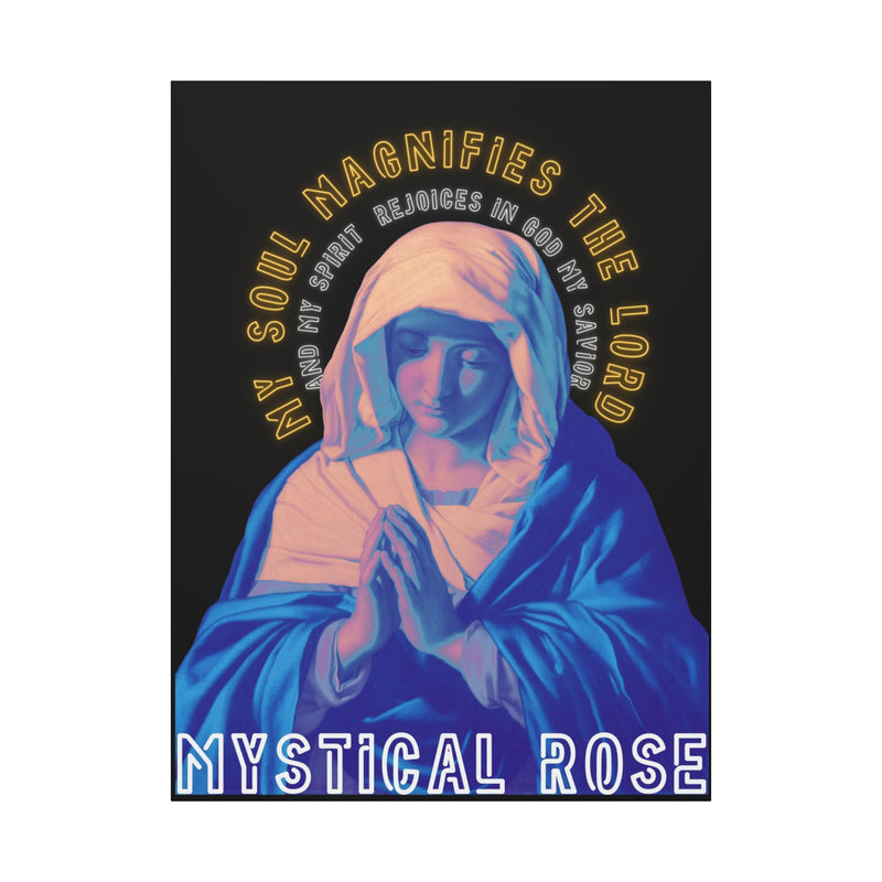 Mystical Rose Limited Edition - Virgin Mary Praying - Premium Black Matte Canvas Print — Religious Wall Art for Home & Bedroom Decor — worn
