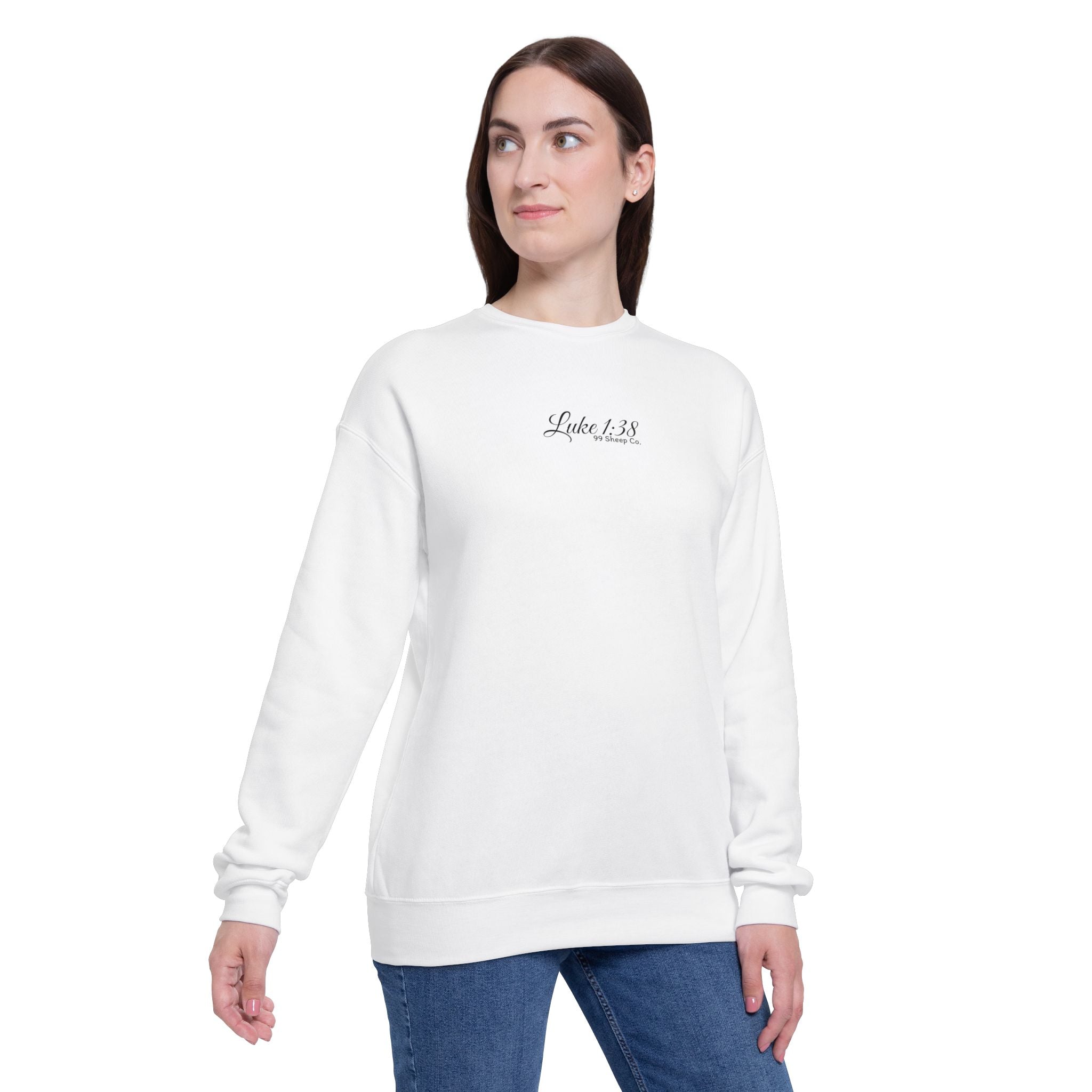 Behold the Handmaid of the Lord - Premium Women's Sweatshirt - 99 Sheep Signature Collection