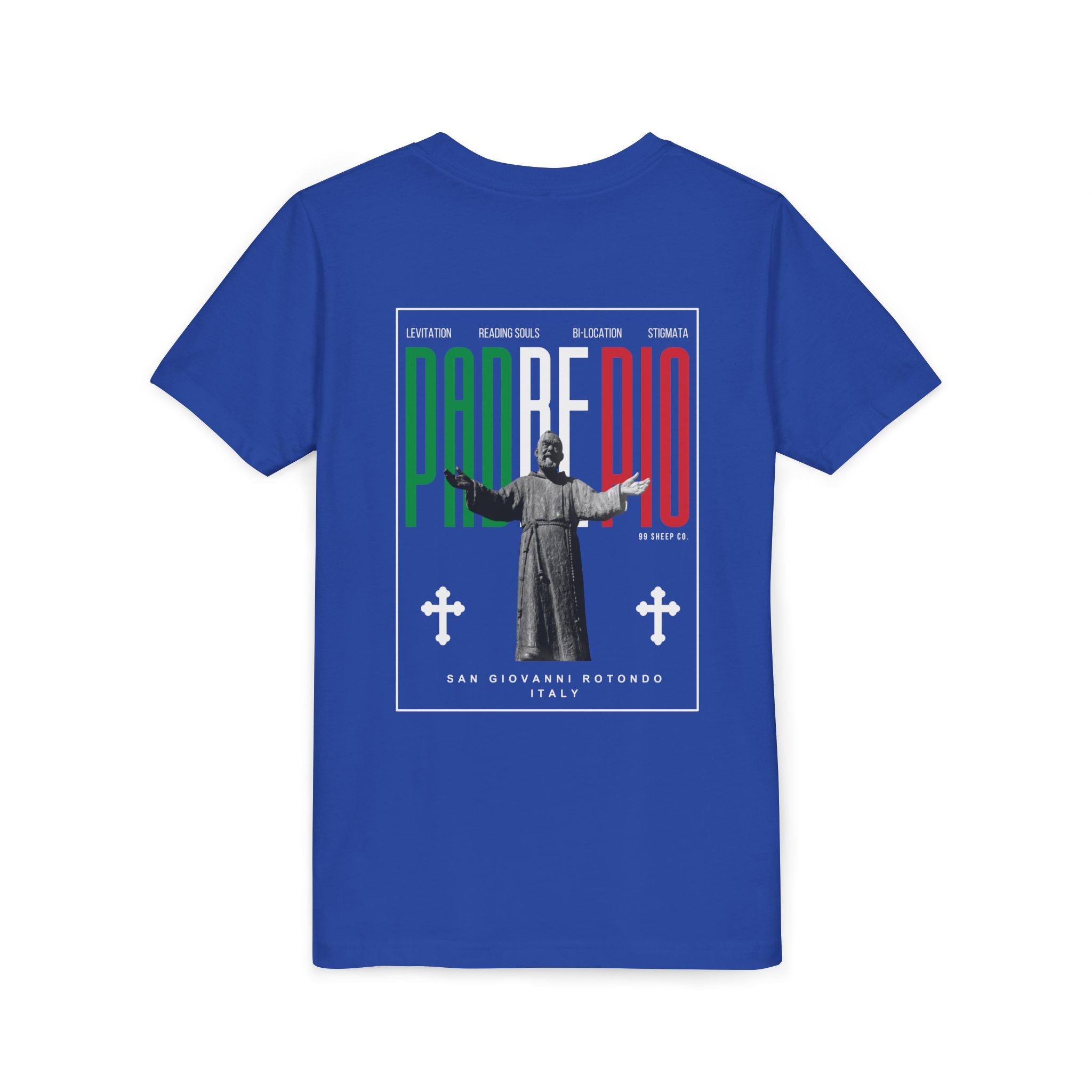 Padre Pio × Italy — "Pray, Hope, Don't Worry" Youth Tee | Saints of the Pitch
