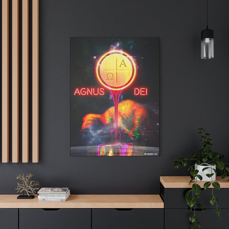 Mystical Edition – 'Body, Blood, Soul & Divinity' – Eucharist Lamb of God Matte Canvas Art — worn