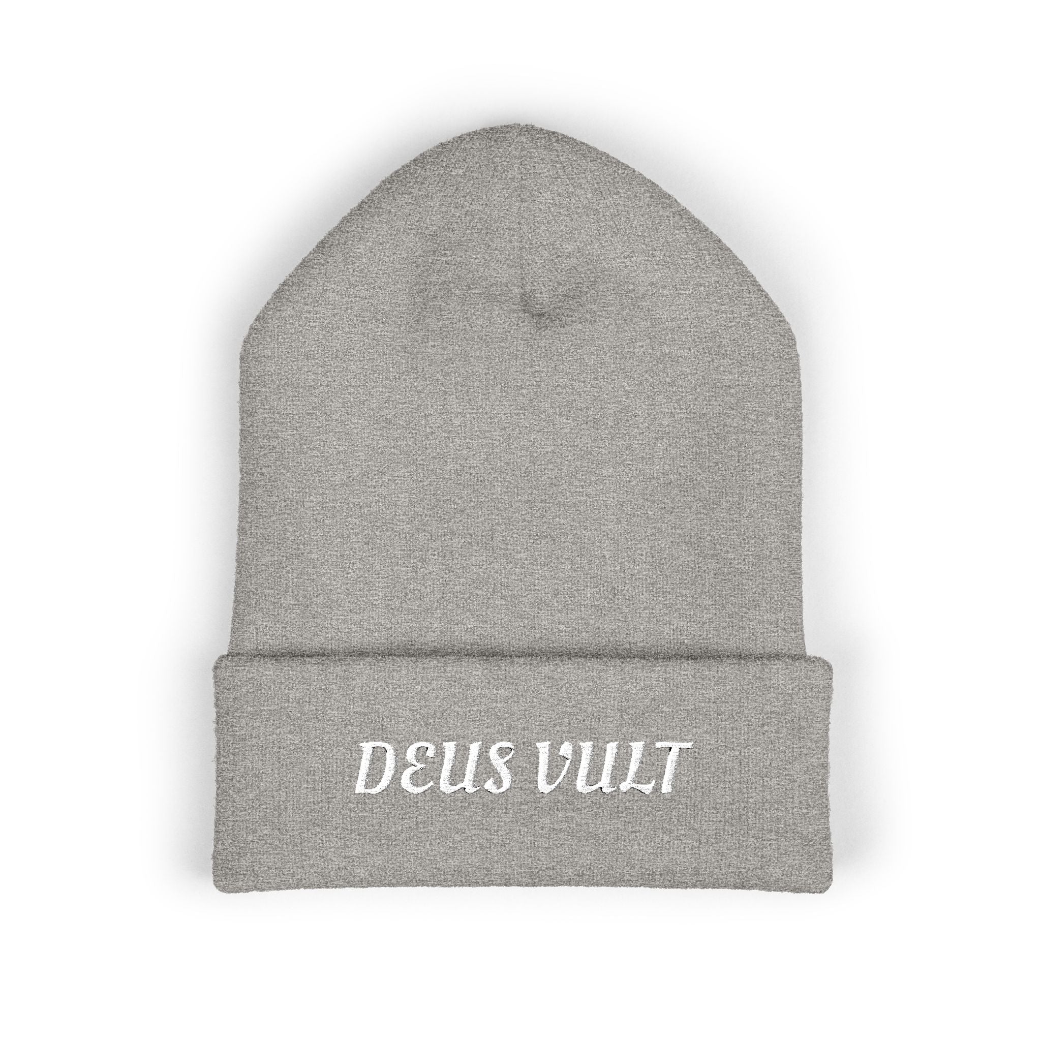 Deus Vult Embroidered Cuffed Beanie Unisex - Military Green