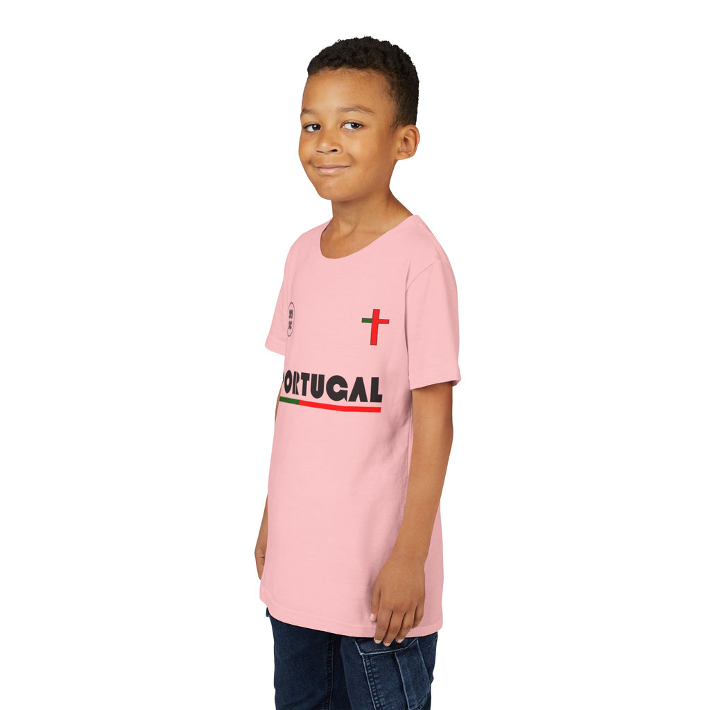 Our Lady of Fátima Catholic T-Shirt · Portugal Soccer Youth Tee · Unisex Marian Devotion Apparel · Made in USA · 100% Profits Donated · 2026