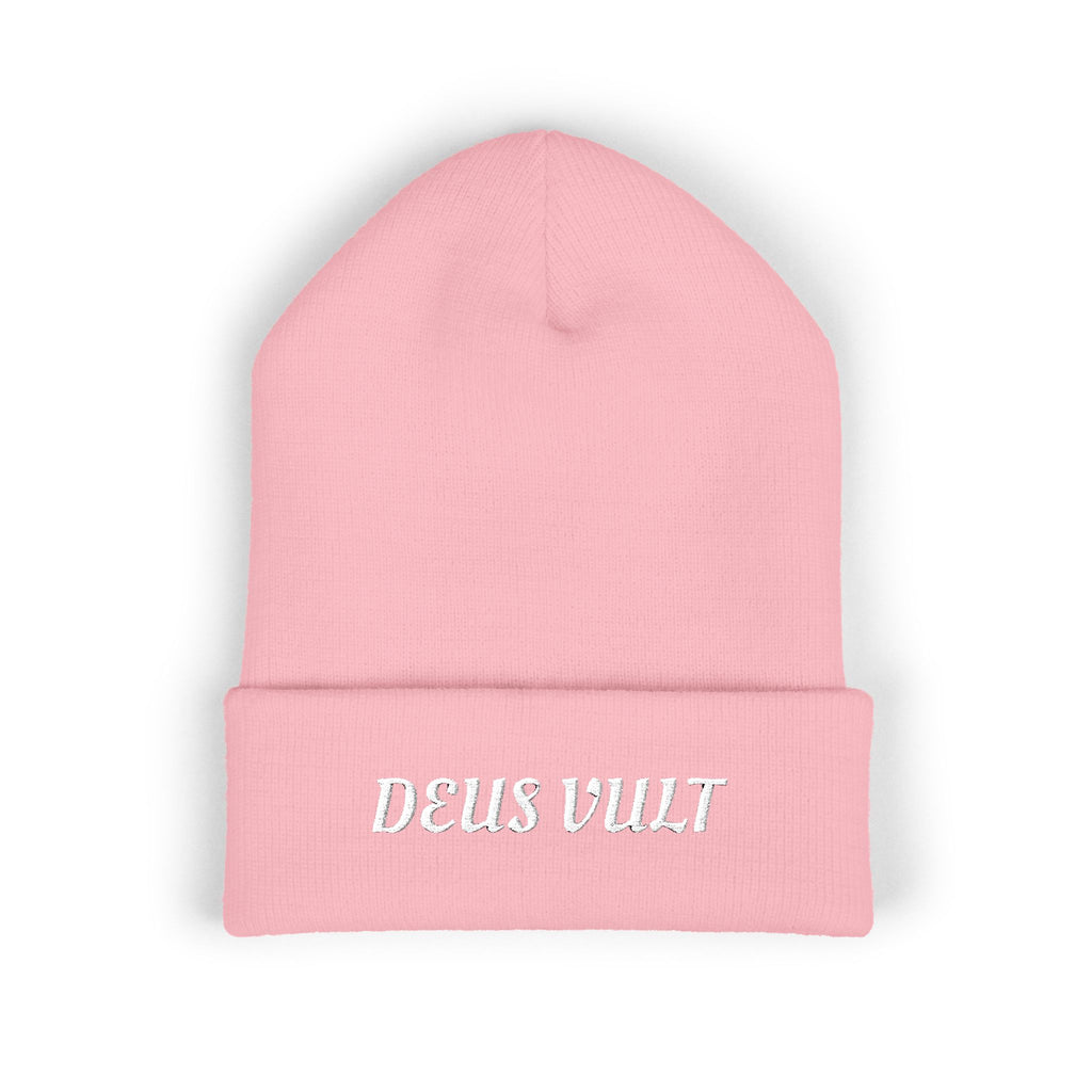 Deus Vult Embroidered Cuffed Beanie Unisex - Military Green