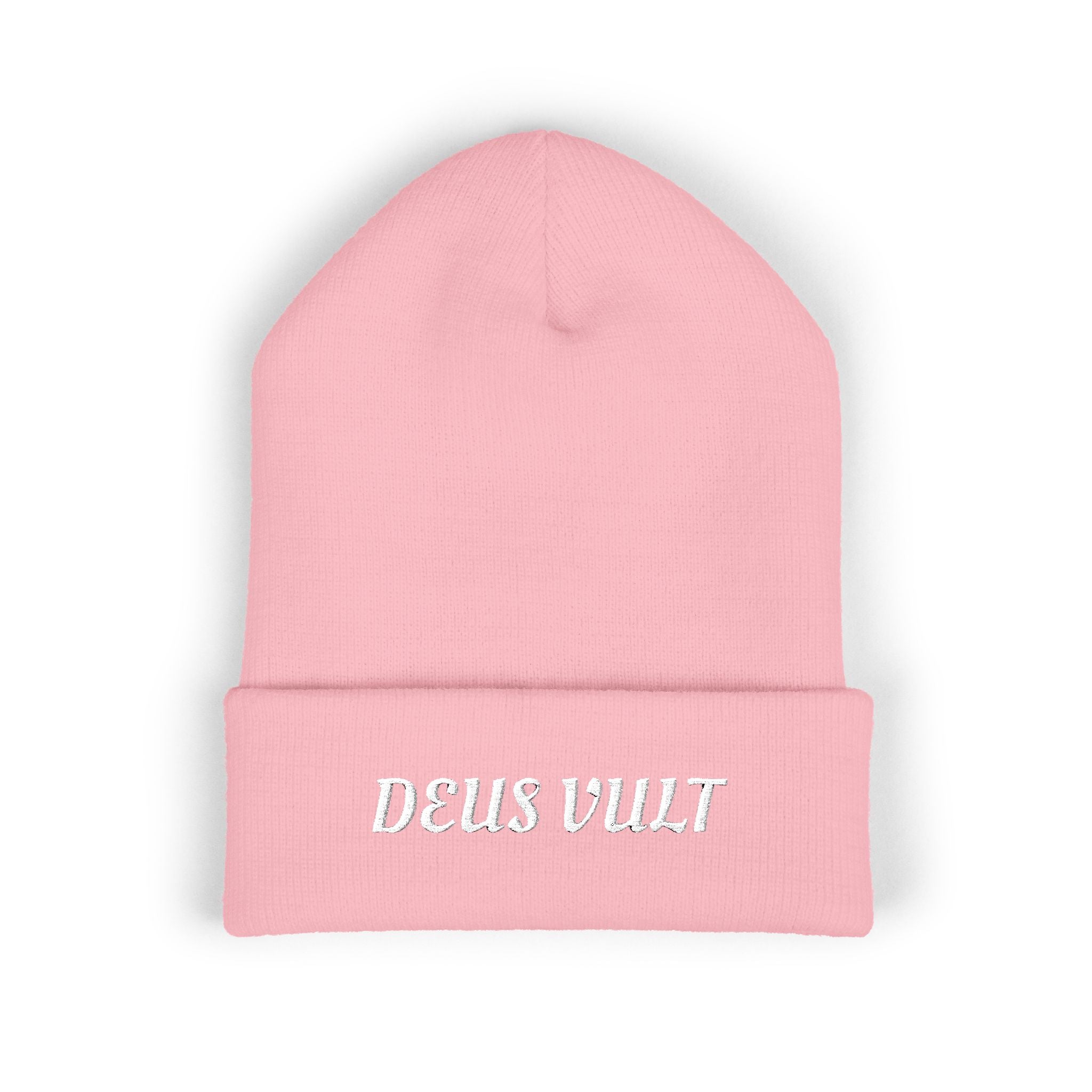 Deus Vult Embroidered Cuffed Beanie Unisex - Military Green