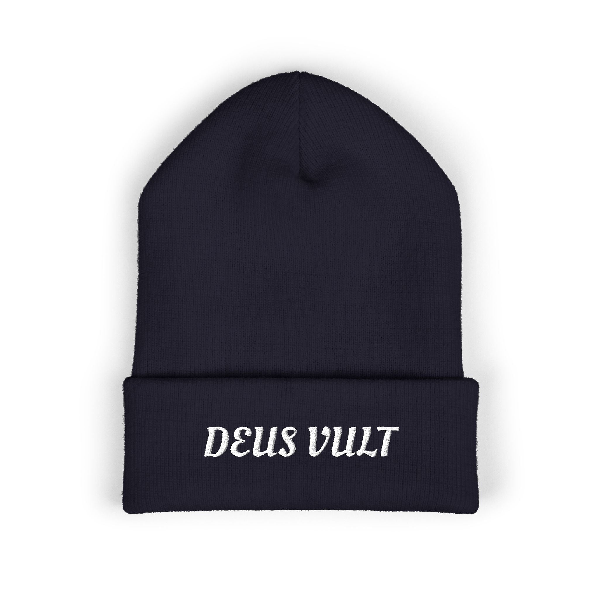 Deus Vult Embroidered Cuffed Beanie Unisex - Military Green