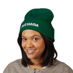 Ave Maria Embroidered Cuffed Beanie Unisex