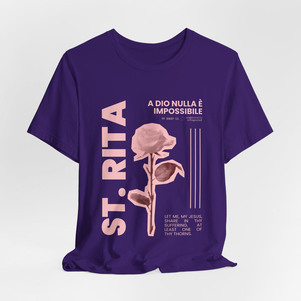St. Rita of Cascia Women's Tee — "Nothing Is Impossible With God"