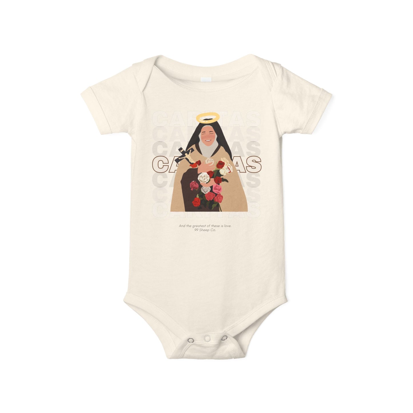Caritas - St. Therese of Lisieux - 99 Sheep Signature Collection - Premium Unisex Baby Onesie