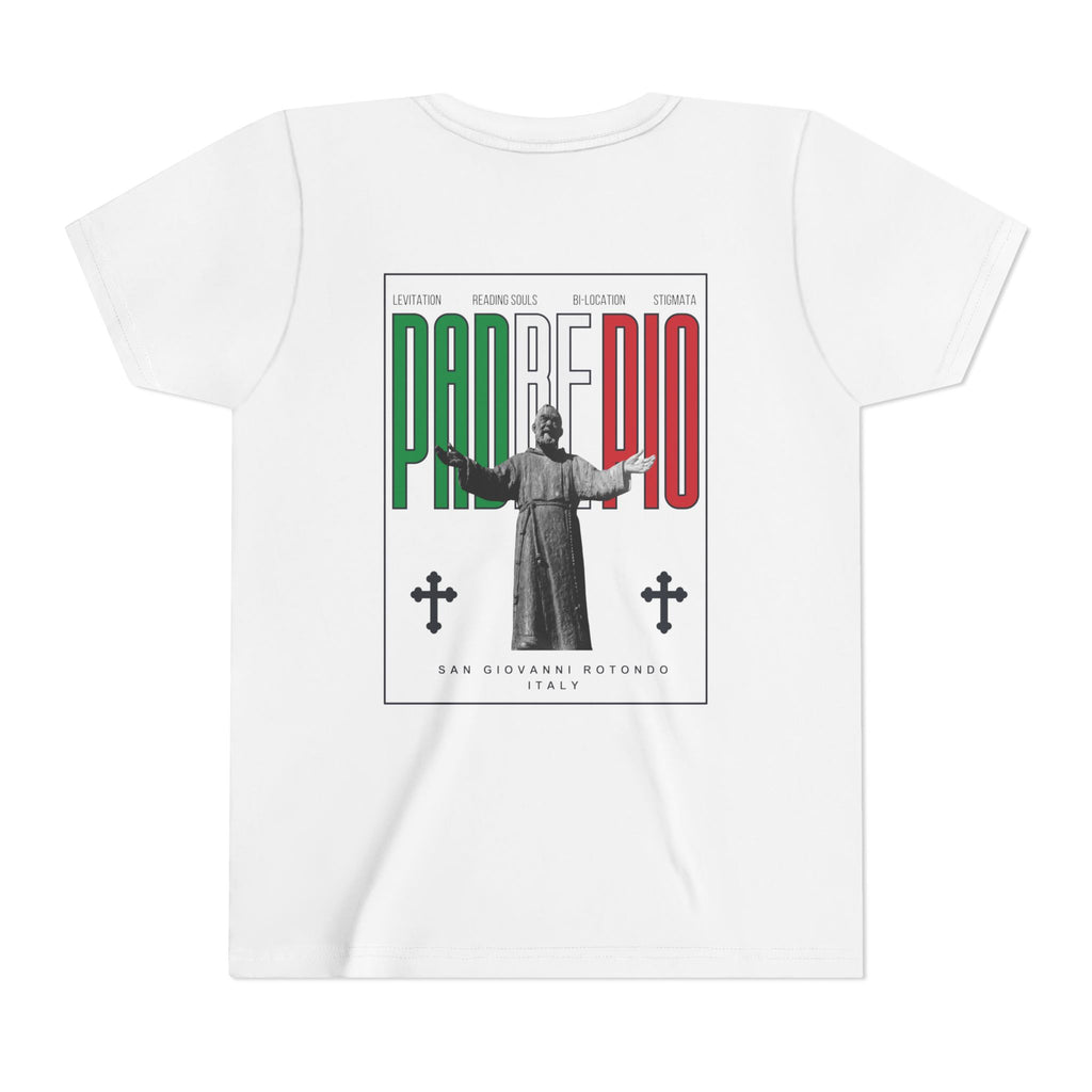 Padre Pio × Italy — "Pray, Hope, Don't Worry" Youth Tee | Saints of the Pitch