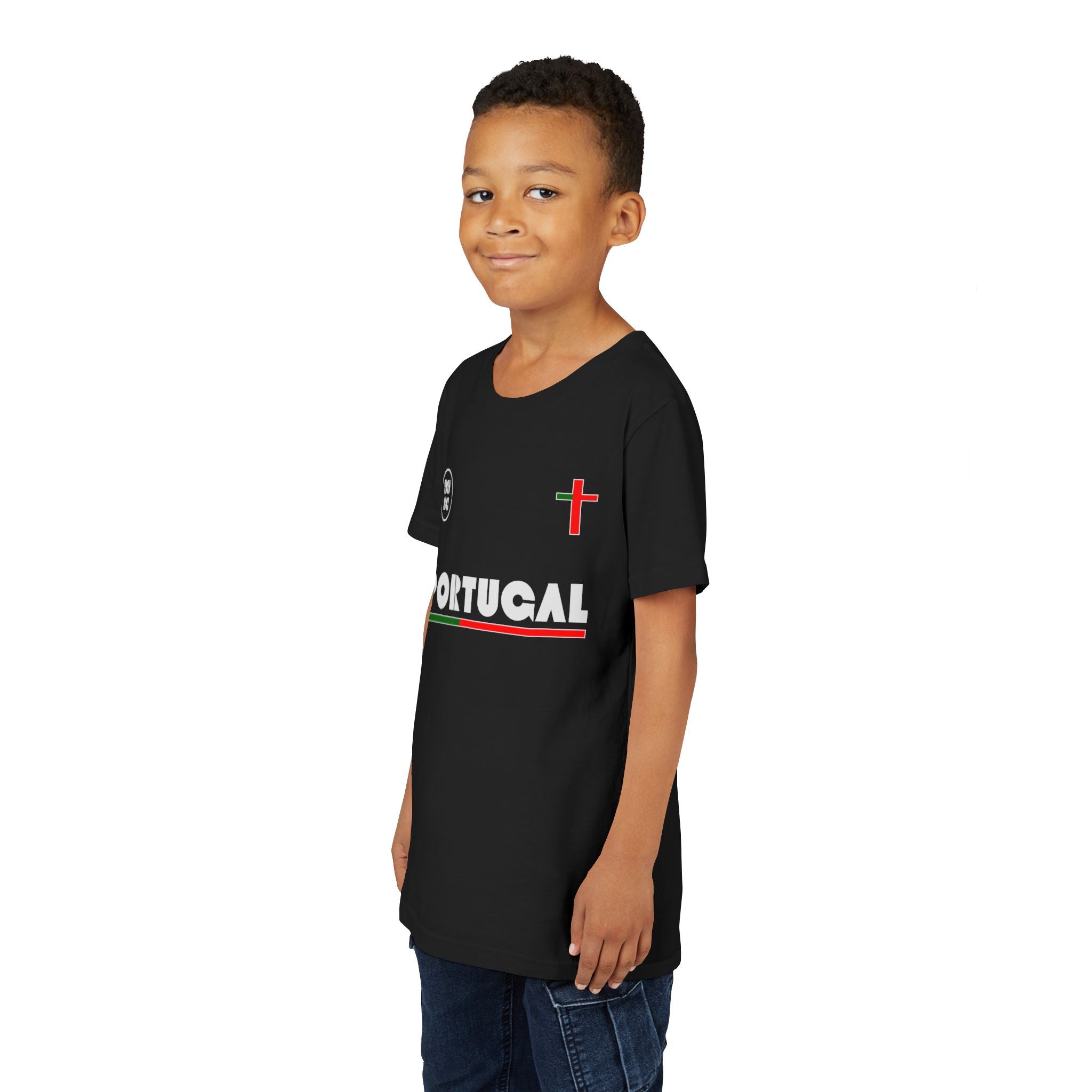 Our Lady of Fátima Catholic T-Shirt · Portugal Soccer Youth Tee · Unisex Marian Devotion Apparel · Made in USA · 100% Profits Donated · 2026