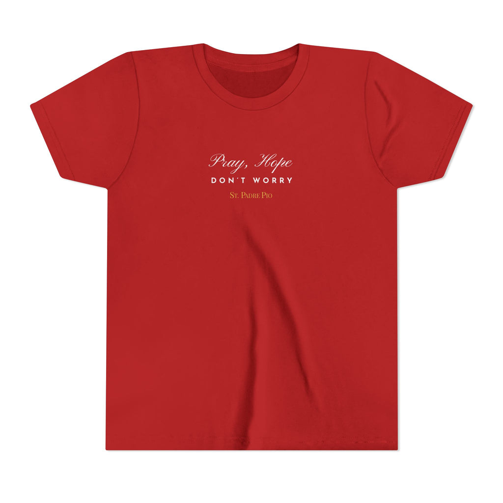 Padre Pio × Italy — "Pray, Hope, Don't Worry" Youth Tee | Saints of the Pitch