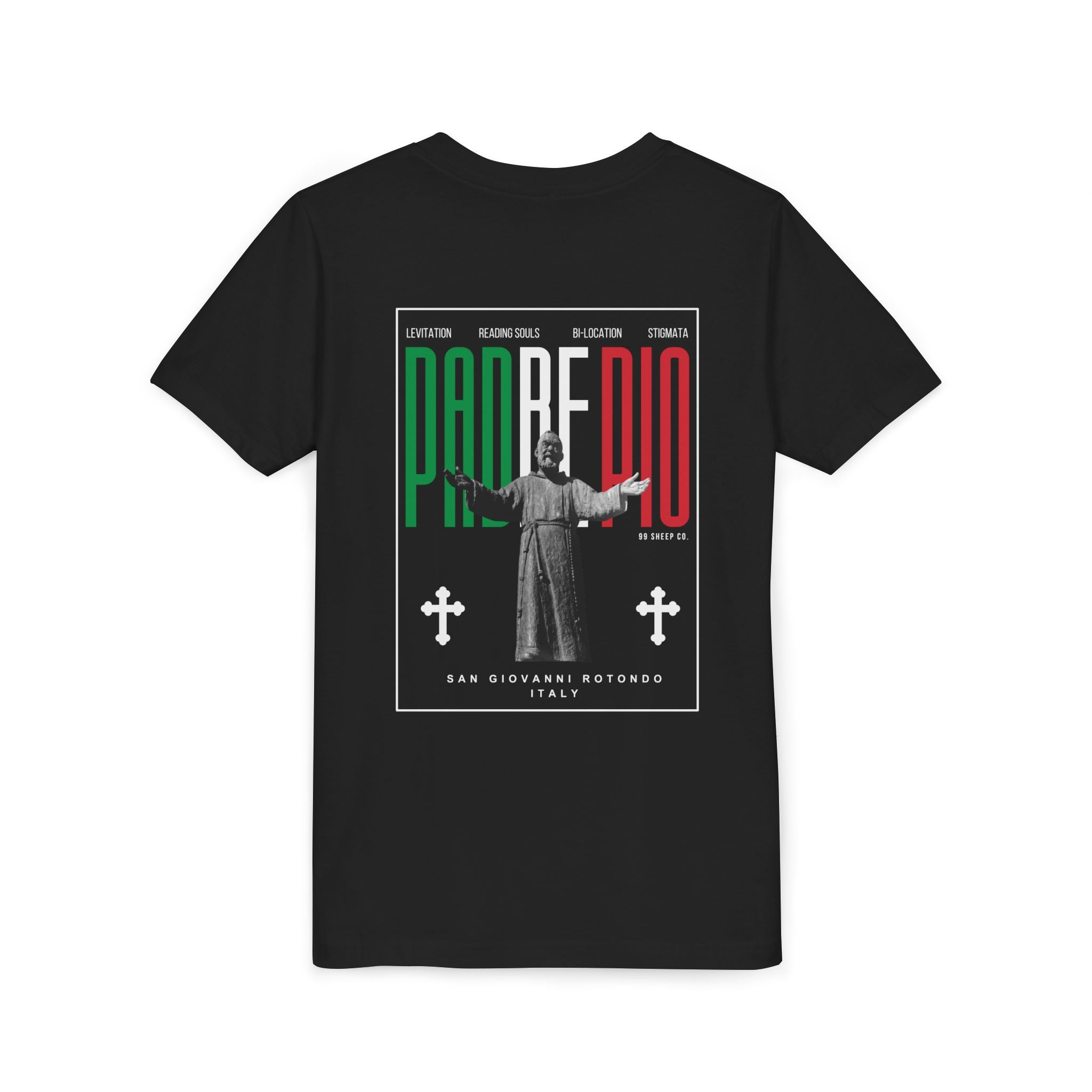 Padre Pio × Italy — "Pray, Hope, Don't Worry" Youth Tee | Saints of the Pitch