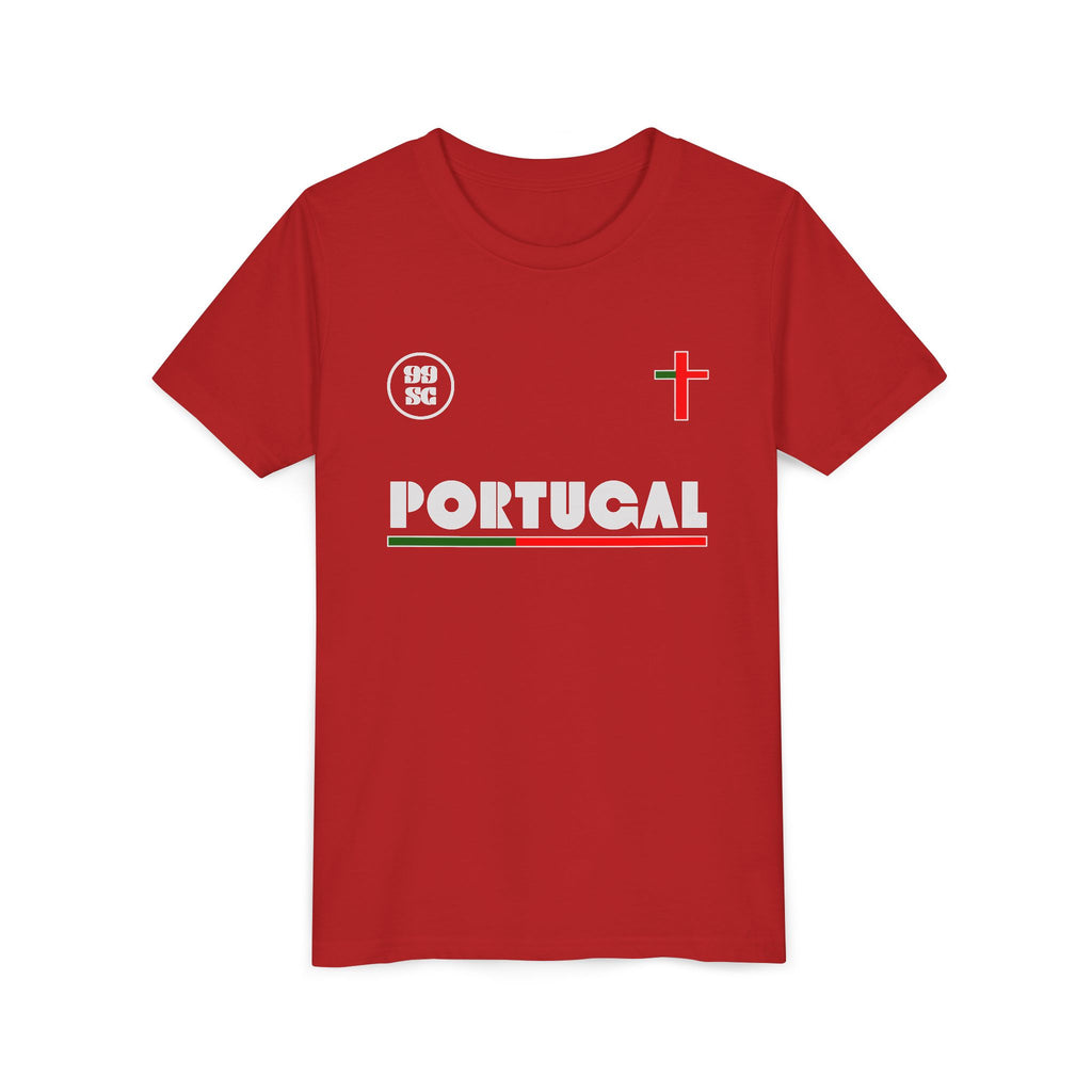 Our Lady of Fátima Catholic T-Shirt · Portugal Soccer Youth Tee · Unisex Marian Devotion Apparel · Made in USA · 100% Profits Donated · 2026
