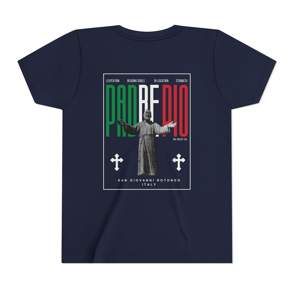 Padre Pio × Italy — "Pray, Hope, Don't Worry" Youth Tee | Saints of the Pitch