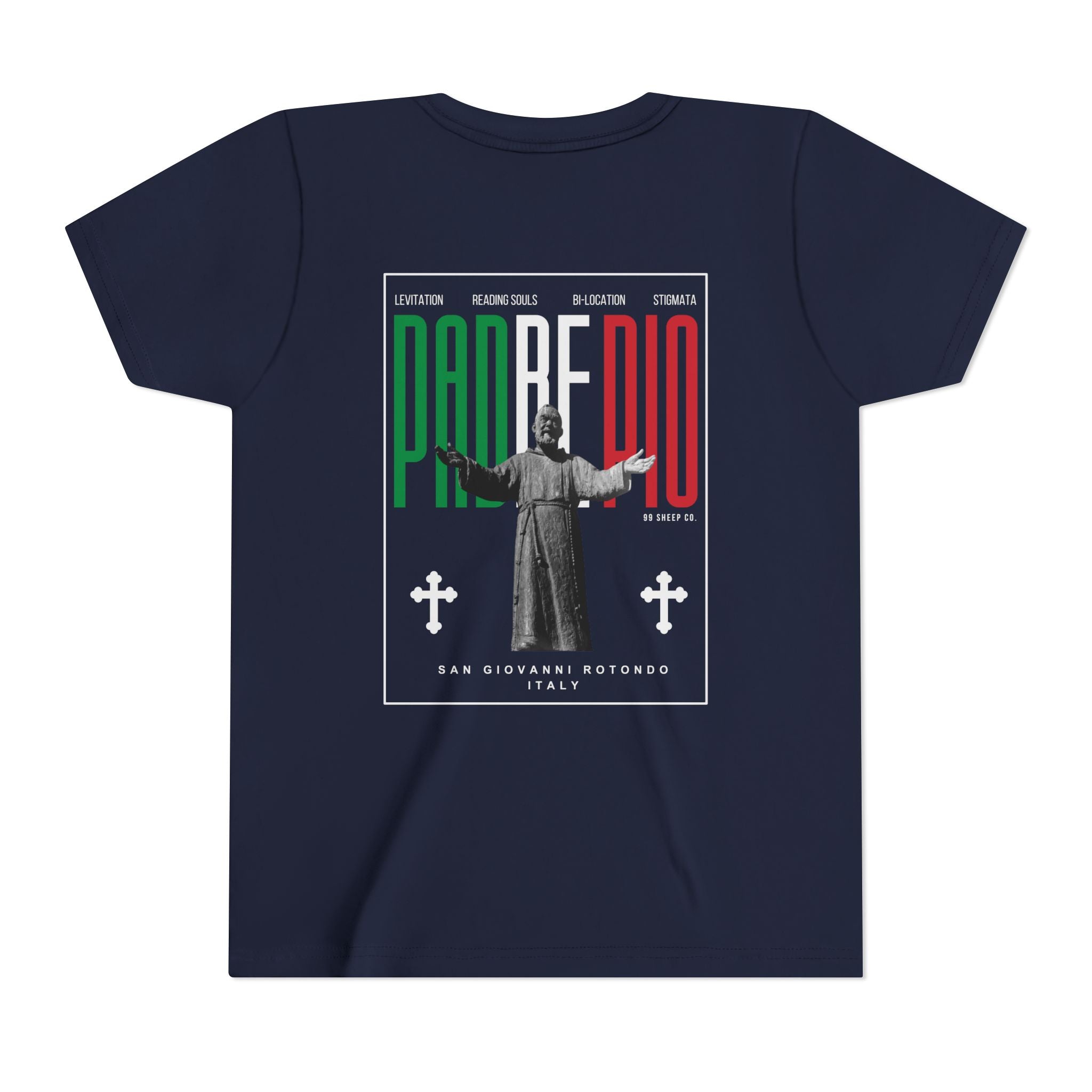 Padre Pio × Italy — "Pray, Hope, Don't Worry" Youth Tee | Saints of the Pitch