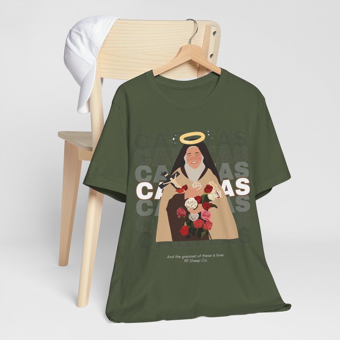 Caritas - St. Therese of Lisieux - 99 Sheep Signature Collection - Premium Unisex Adult Tee Shirt