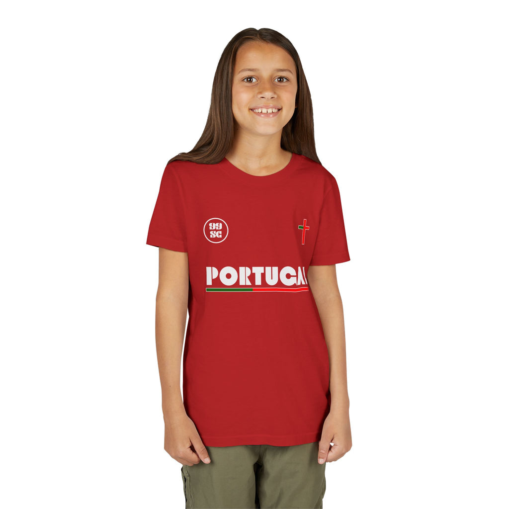 Our Lady of Fátima Catholic T-Shirt · Portugal Soccer Youth Tee · Unisex Marian Devotion Apparel · Made in USA · 100% Profits Donated · 2026