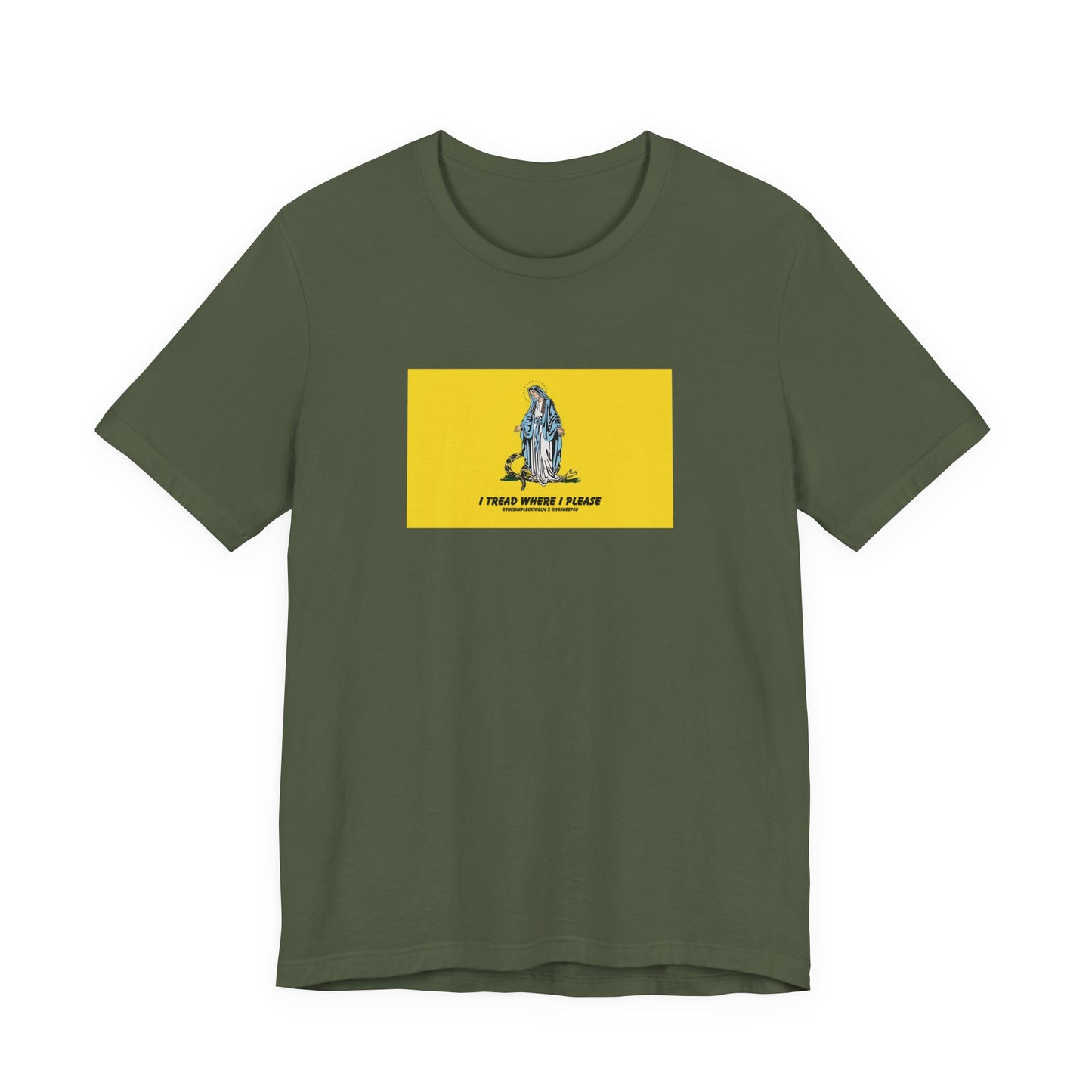 Mary - I tread where I please (@TheSimpleCatholic) - Premium Unisex Novelty Tee
