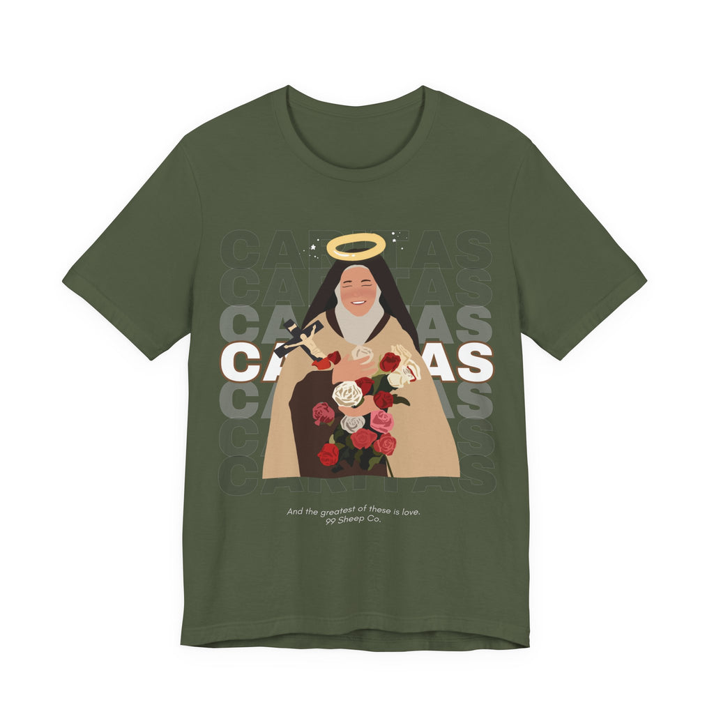 Caritas - St. Therese of Lisieux - 99 Sheep Signature Collection - Premium Unisex Adult Tee Shirt
