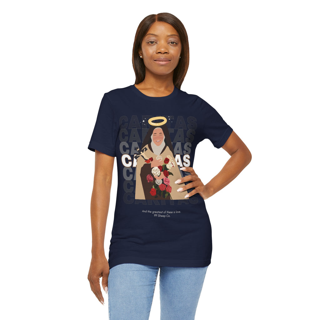 Caritas - St. Therese of Lisieux - 99 Sheep Signature Collection - Premium Unisex Adult Tee Shirt
