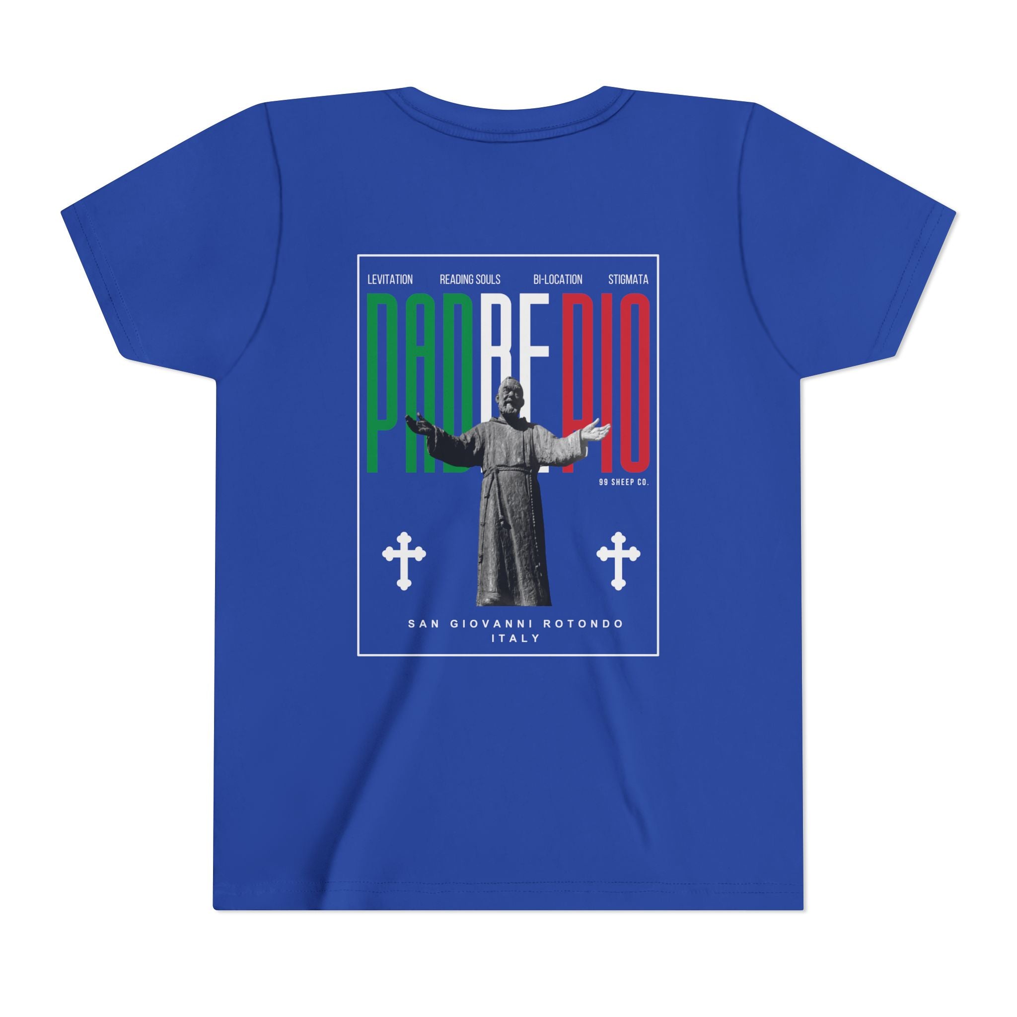 Padre Pio × Italy — "Pray, Hope, Don't Worry" Youth Tee | Saints of the Pitch