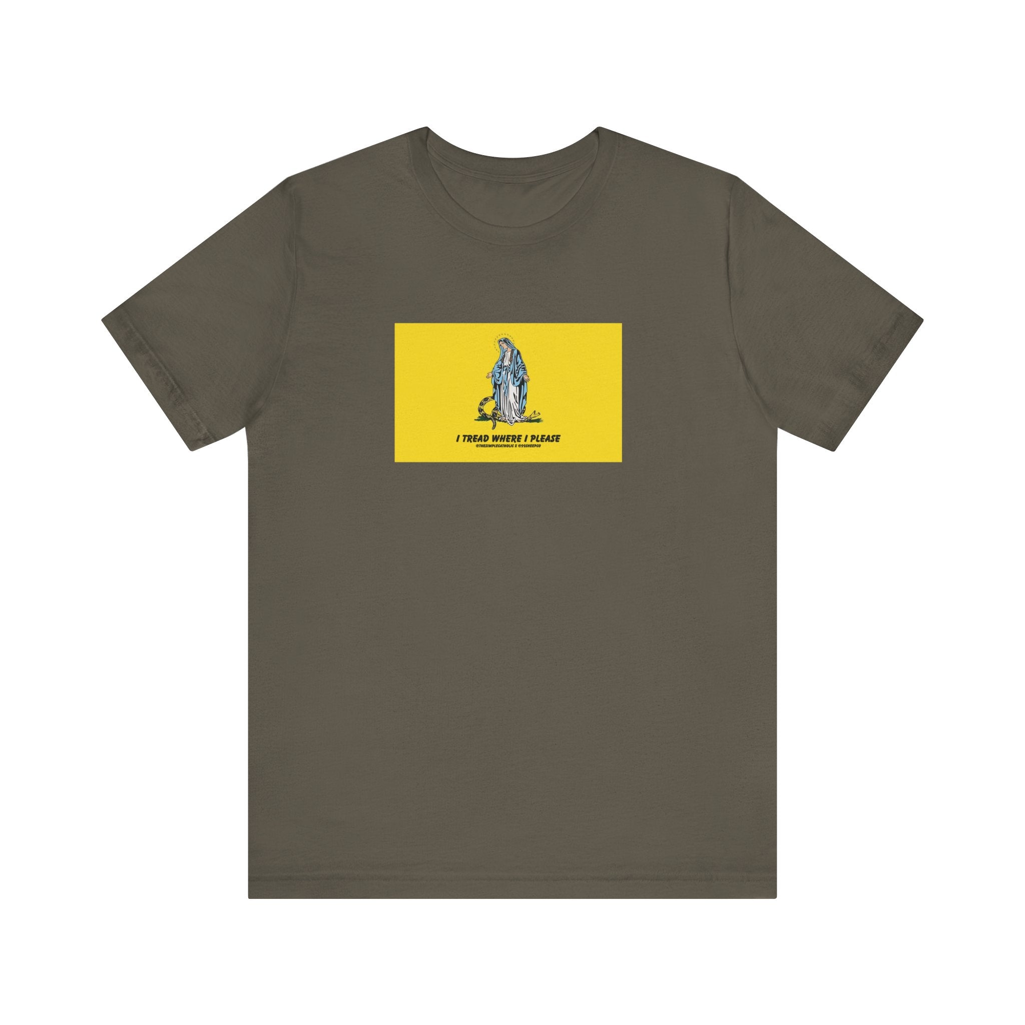 Mary - I tread where I please (@TheSimpleCatholic) - Premium Unisex Novelty Tee