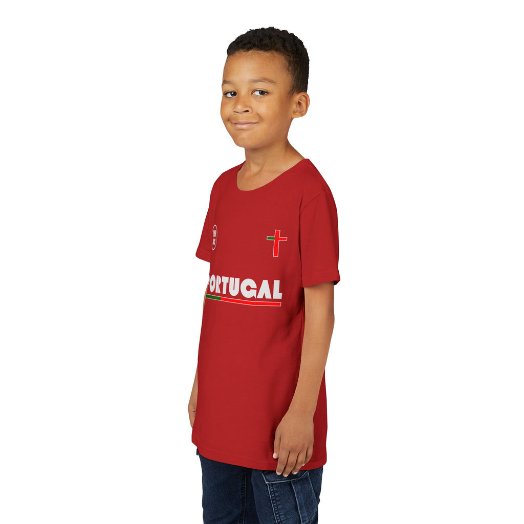 Our Lady of Fátima Catholic T-Shirt · Portugal Soccer Youth Tee · Unisex Marian Devotion Apparel · Made in USA · 100% Profits Donated · 2026