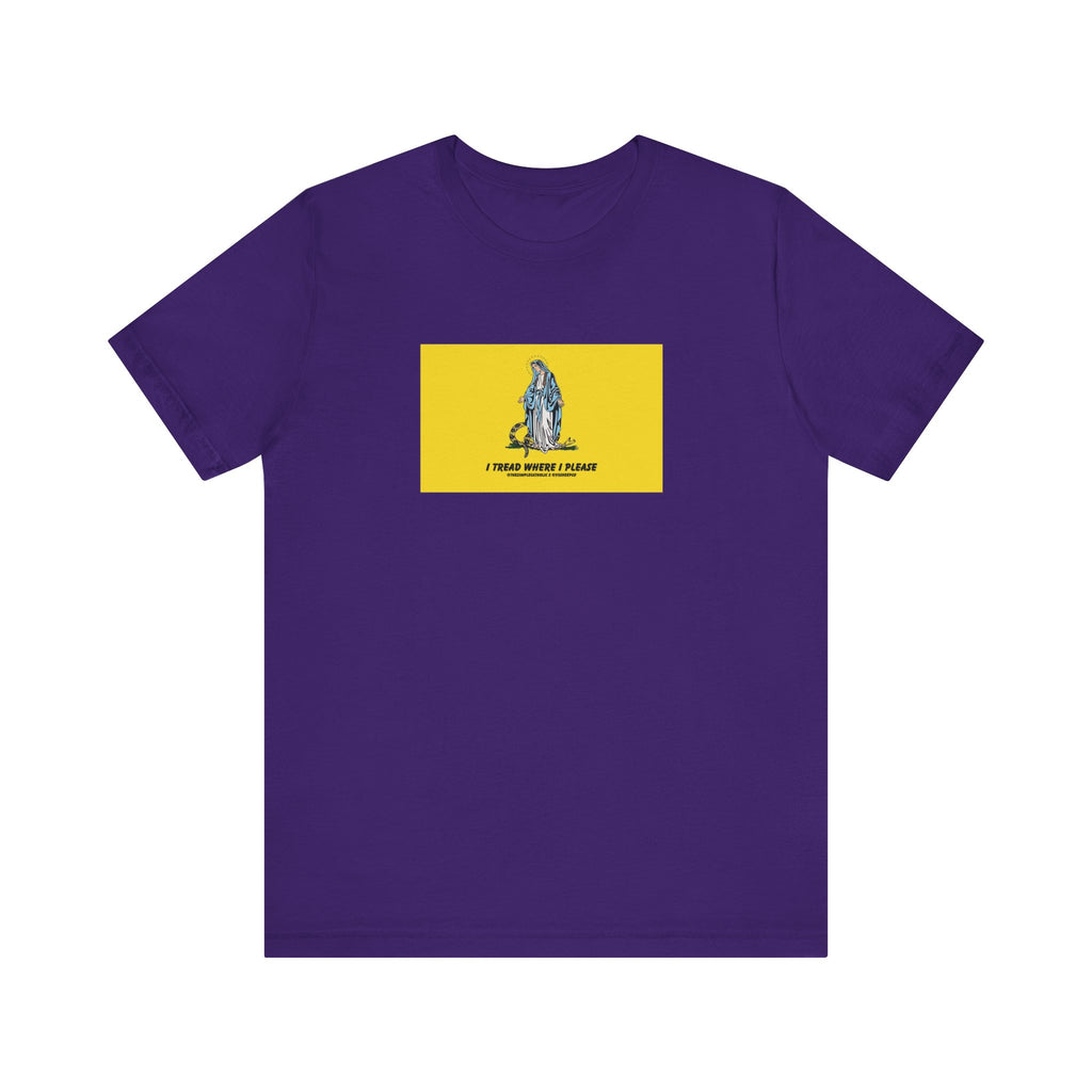 Mary - I tread where I please (@TheSimpleCatholic) - Premium Unisex Novelty Tee