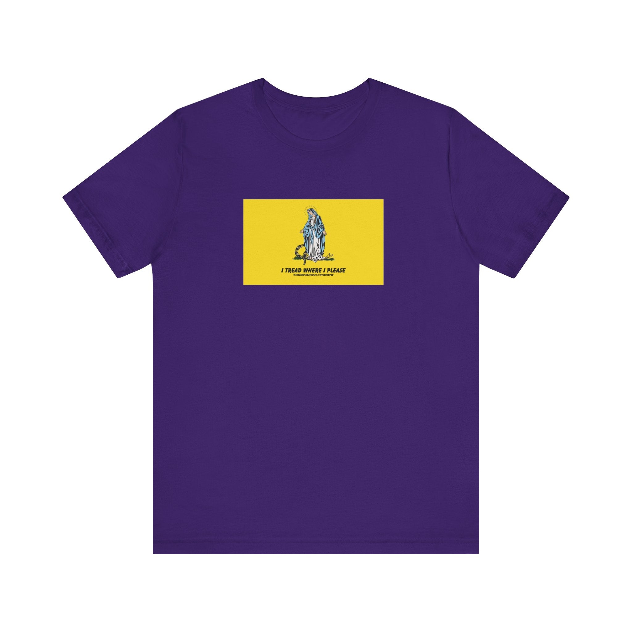 Mary - I tread where I please (@TheSimpleCatholic) - Premium Unisex Novelty Tee
